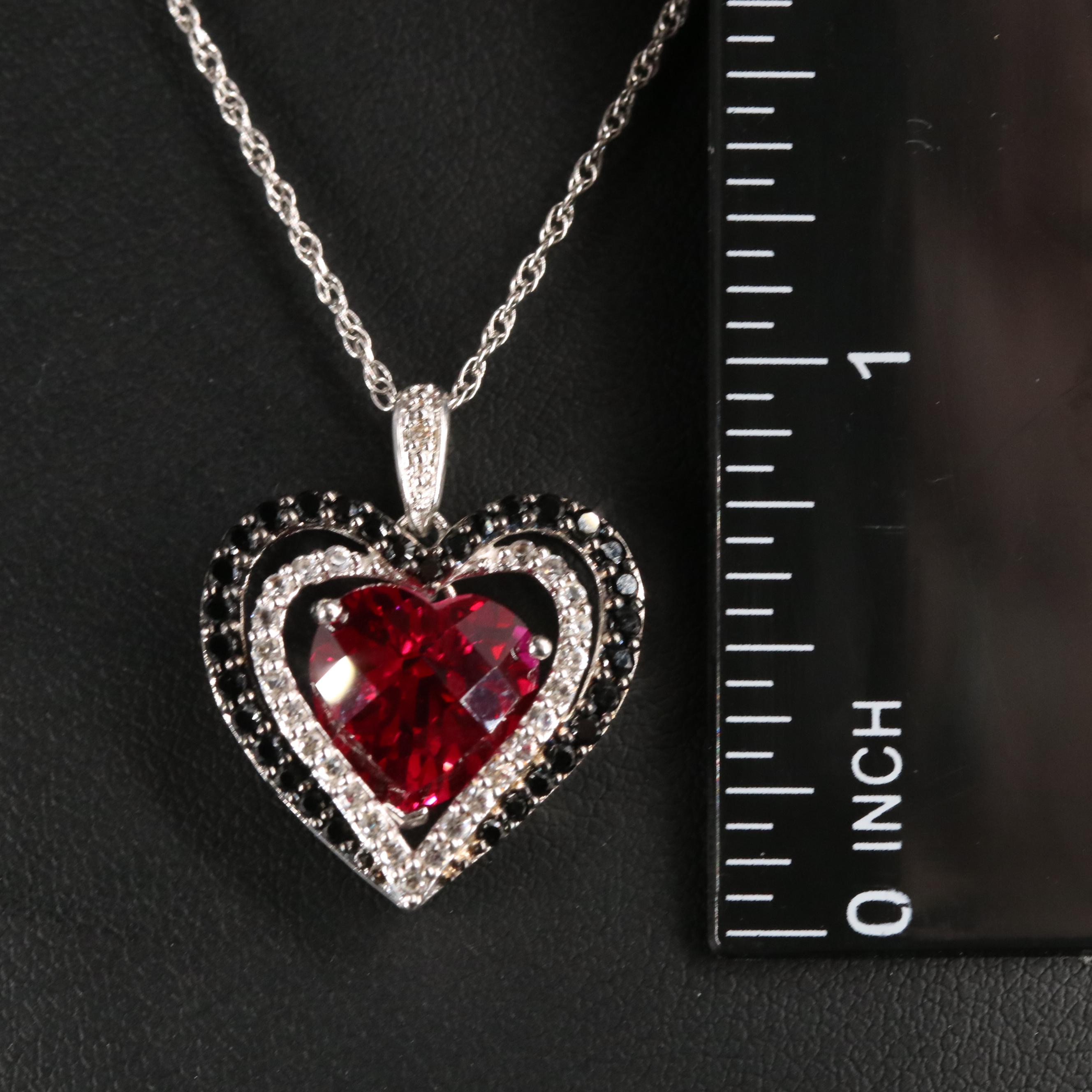 Sterling Silver Ruby, Sapphire, and Spinel Pendant Necklace