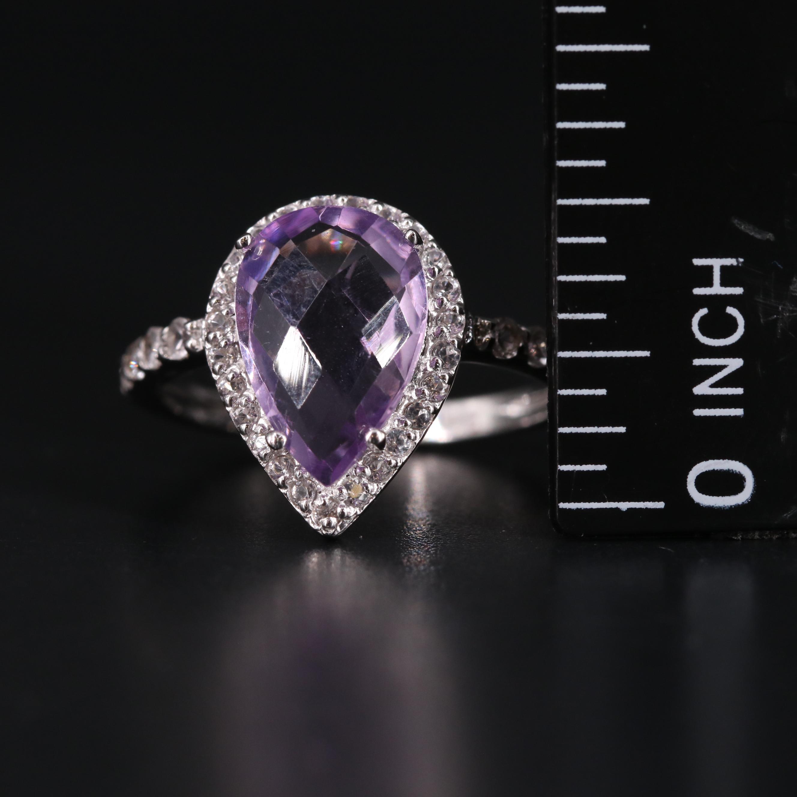 Sterling Silver Amethyst and White Sapphire Ring