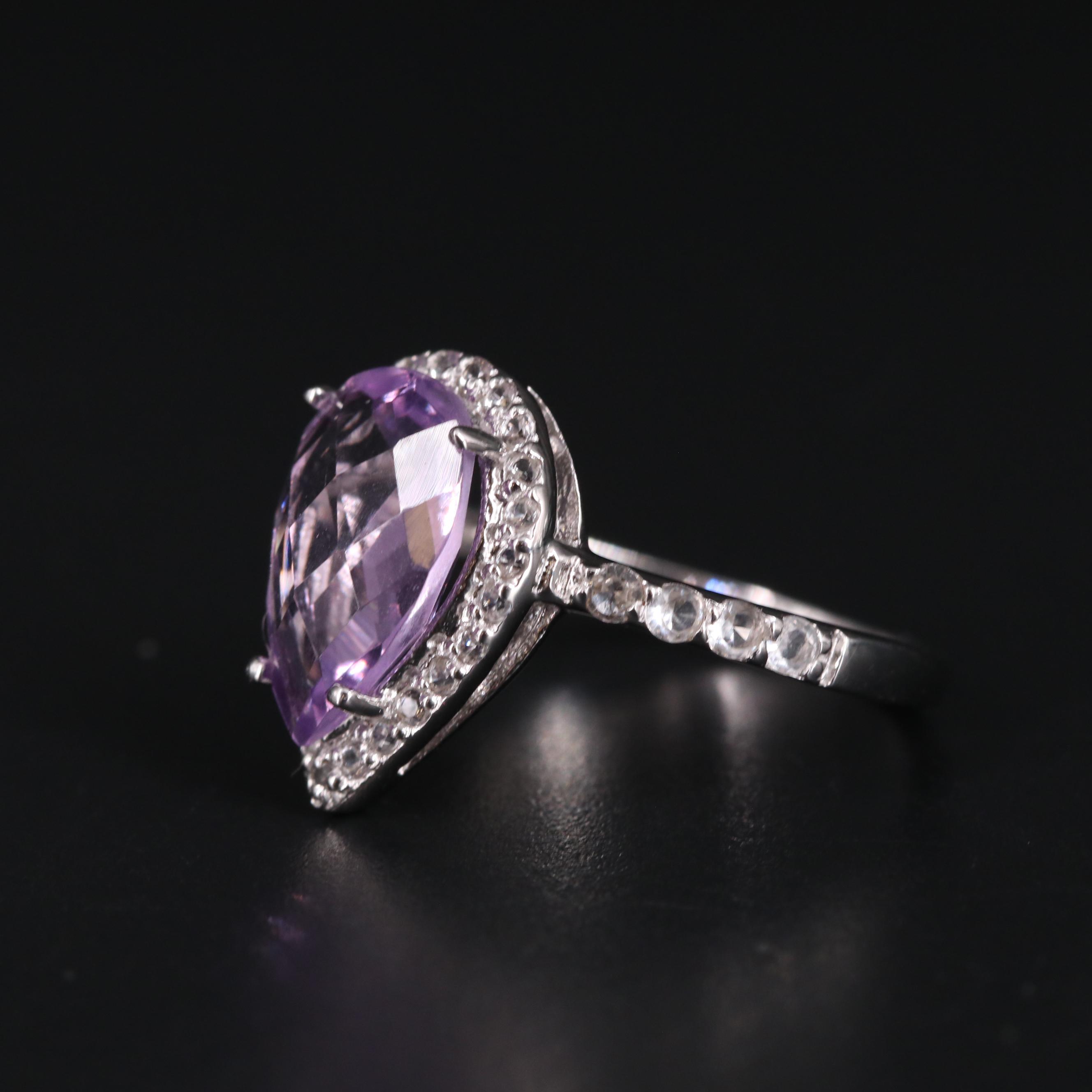 Sterling Silver Amethyst and White Sapphire Ring