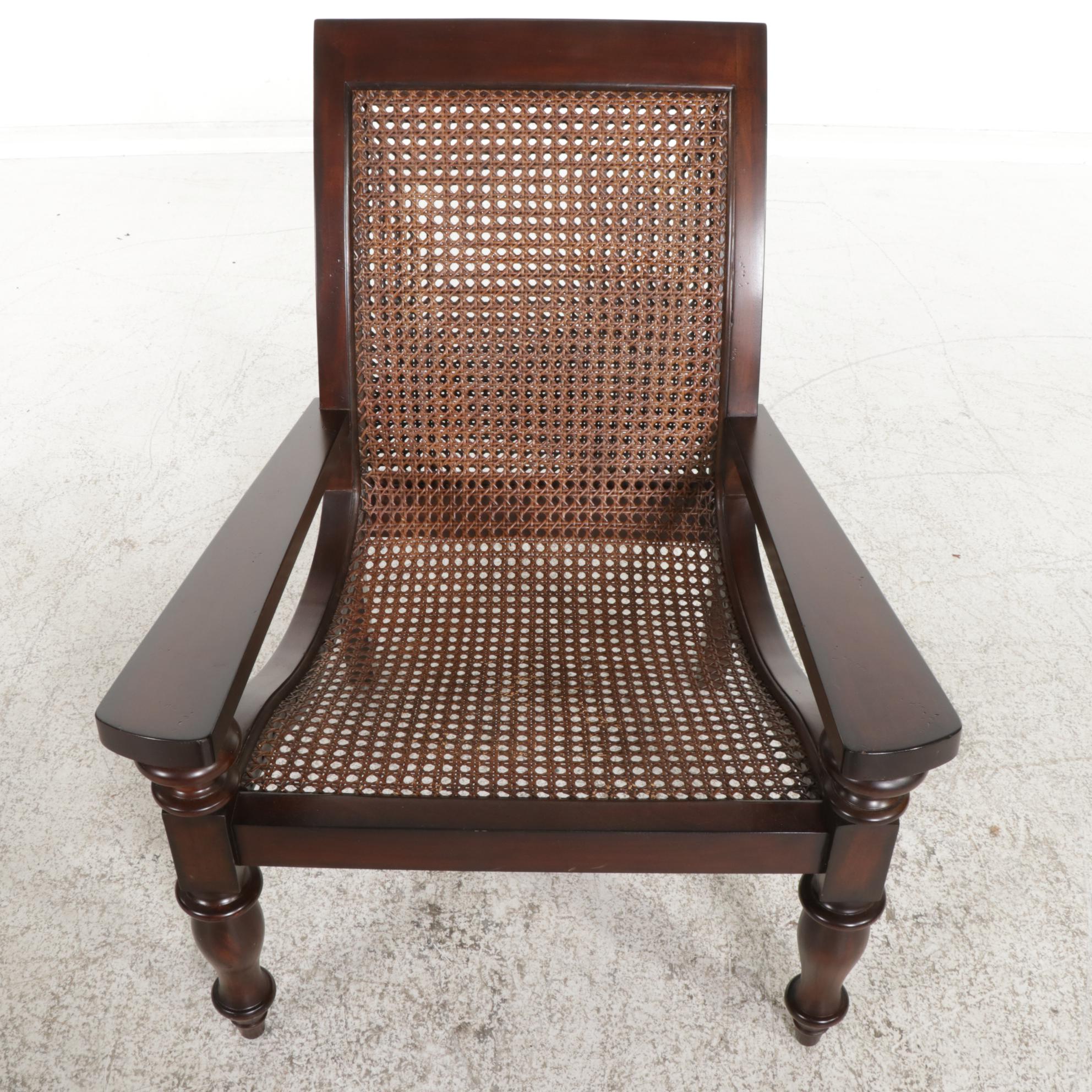 Contemporary Regency Style Caned Plantation Style Lounge Chair