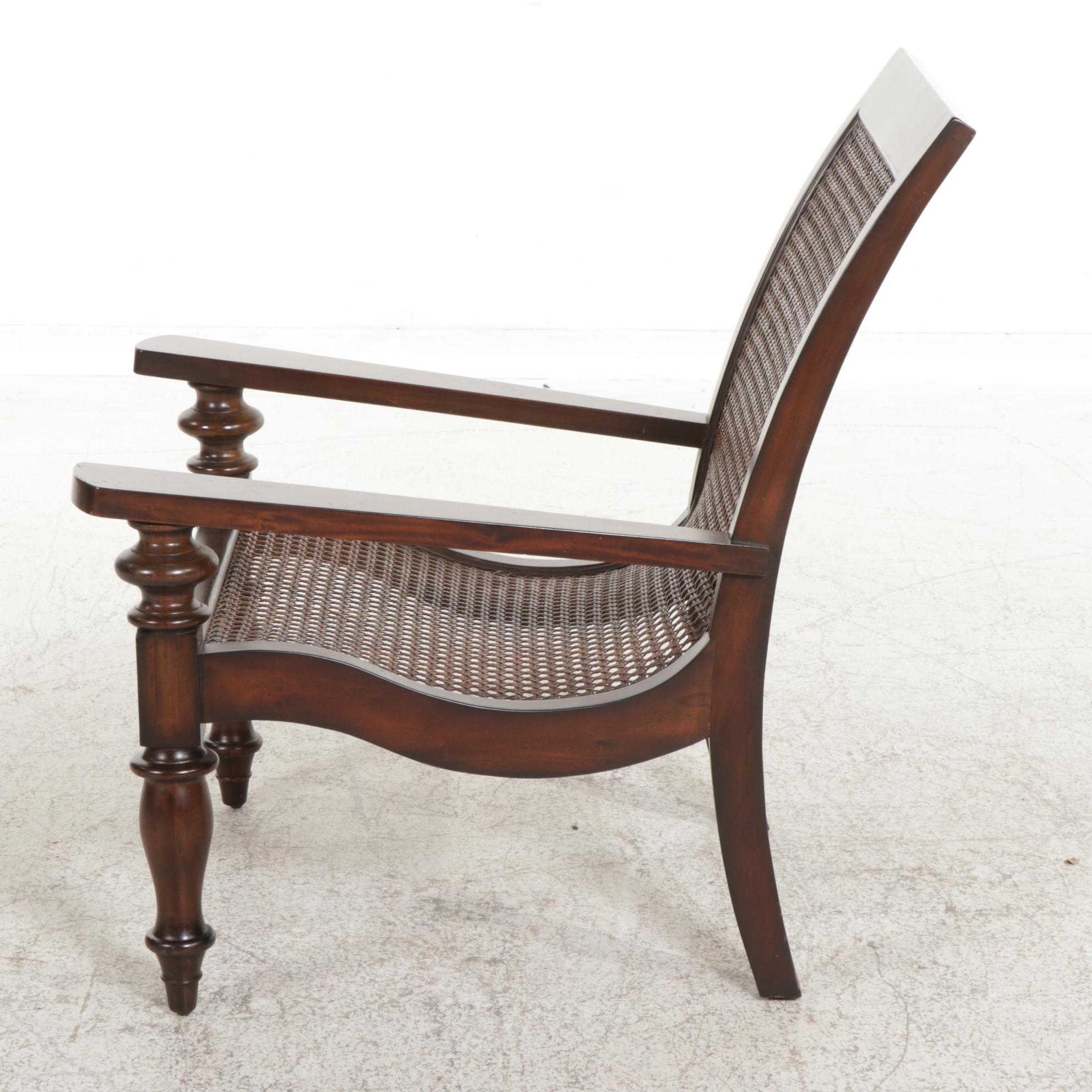 Contemporary Regency Style Caned Plantation Style Lounge Chair