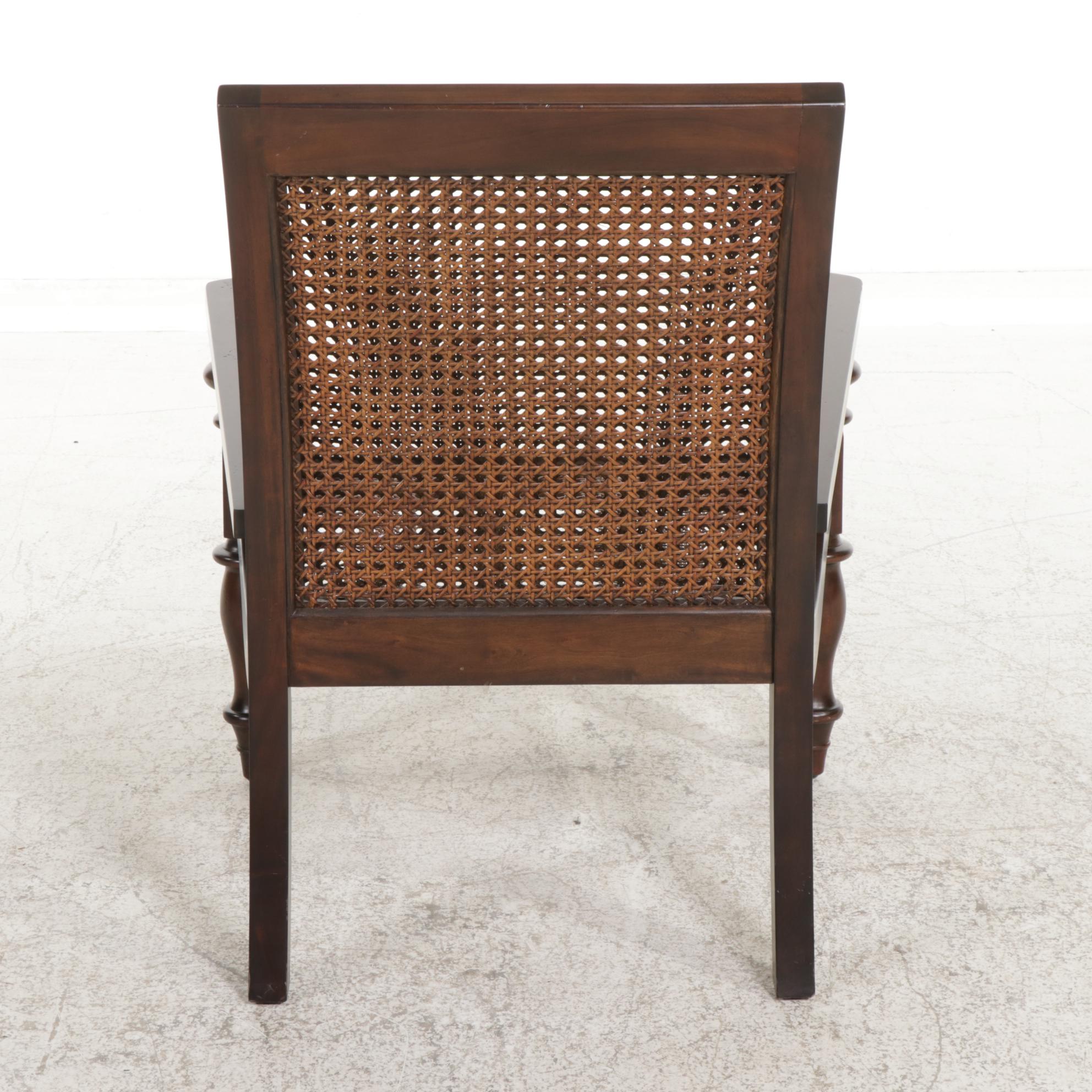 Contemporary Regency Style Caned Plantation Style Lounge Chair