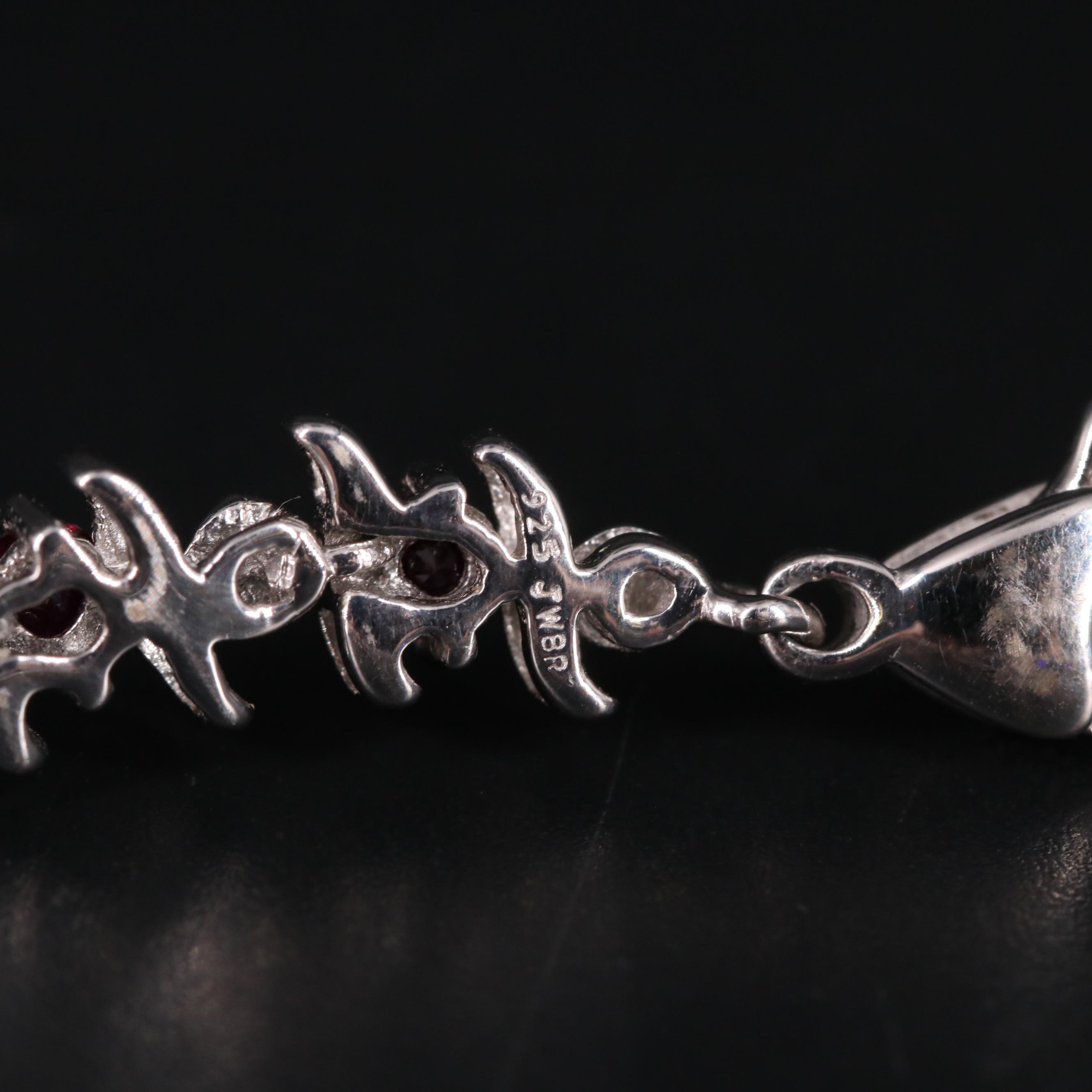 Sterling Silver Ruby and Diamond Bracelet