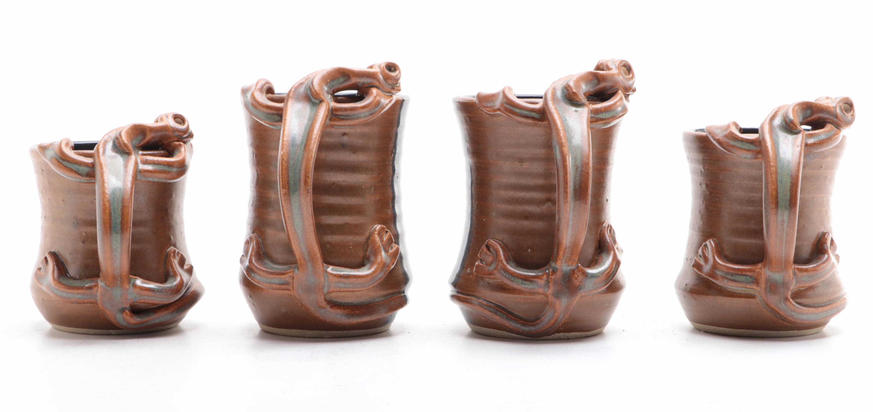 Art Pottery Stoneware Gecko Mugs