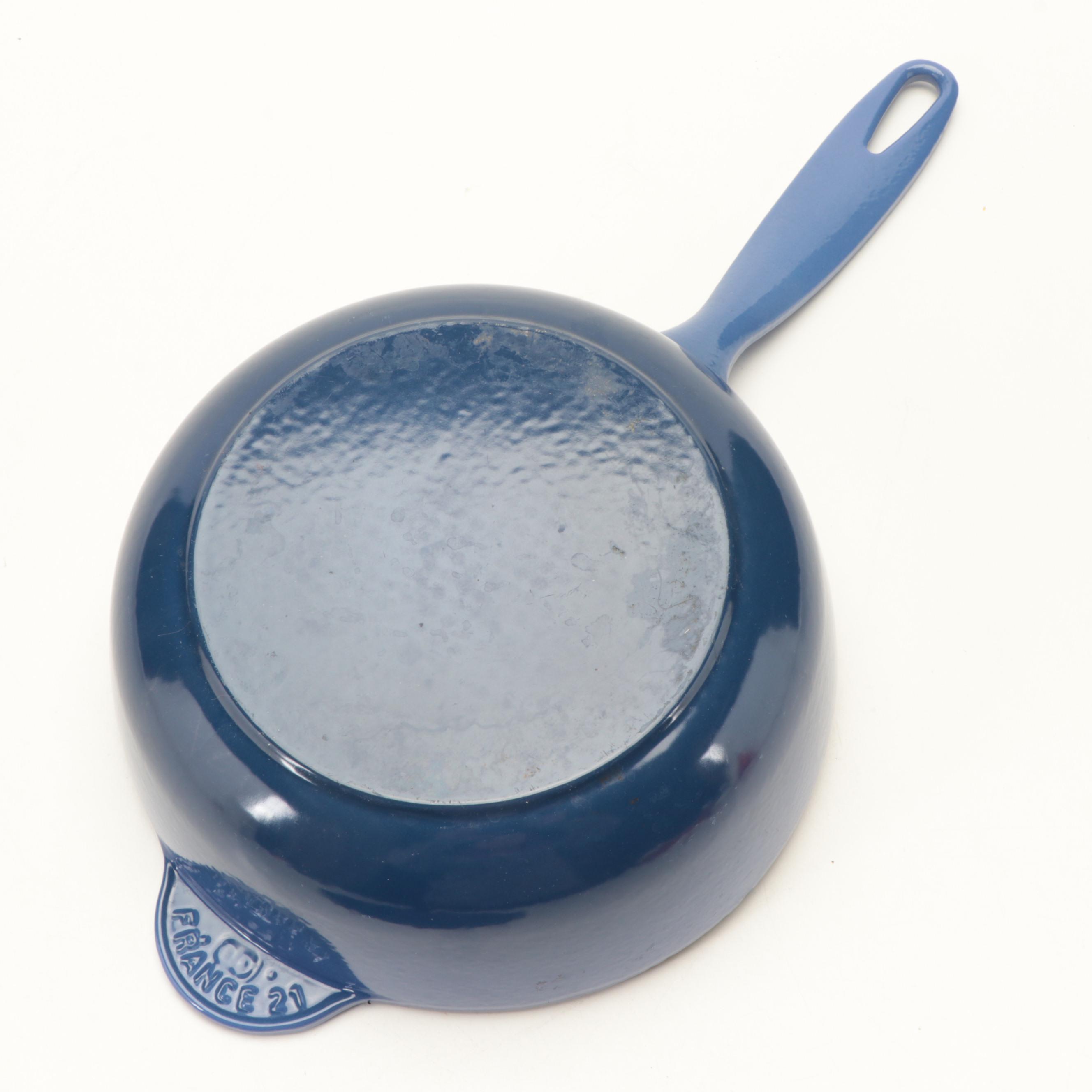 Le Creuset and Cousances French Enameled Cast Iron Pans and Ceramic Cruet