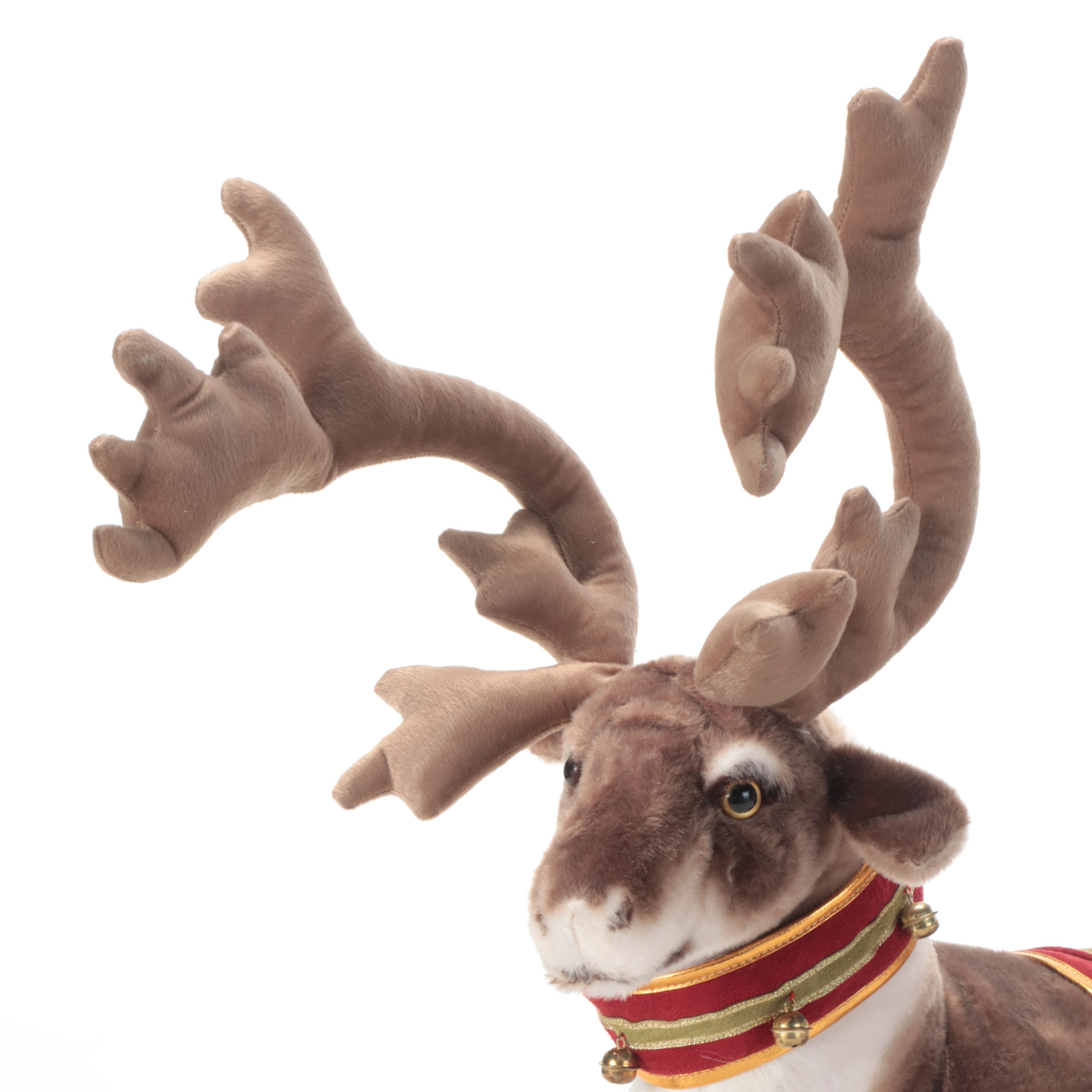 Reindeer Plush Decoration with EnVogue Christmas Snowflake Accent Pillows