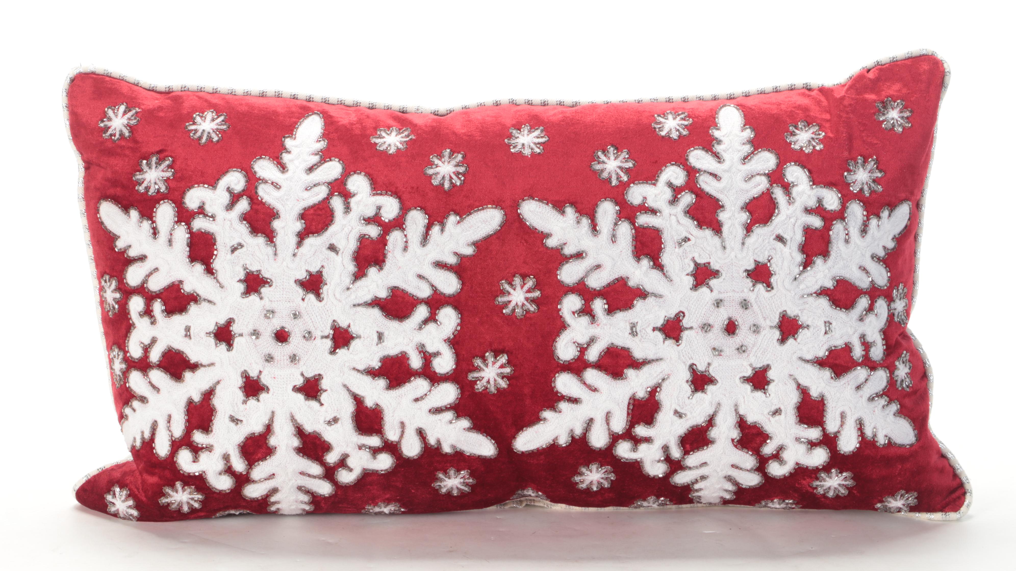 Reindeer Plush Decoration with EnVogue Christmas Snowflake Accent Pillows