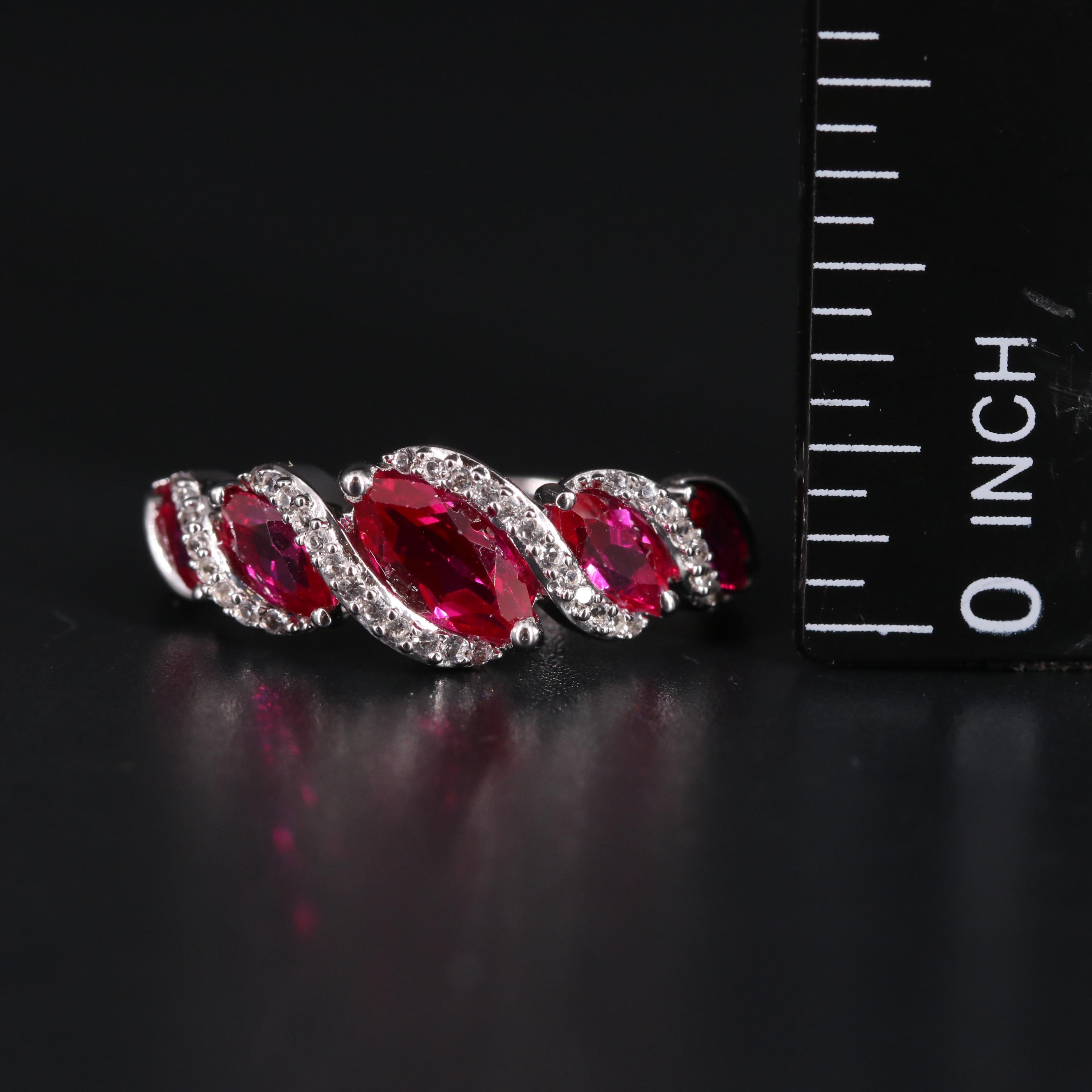 Sterling Silver Ruby and Sapphire Ring