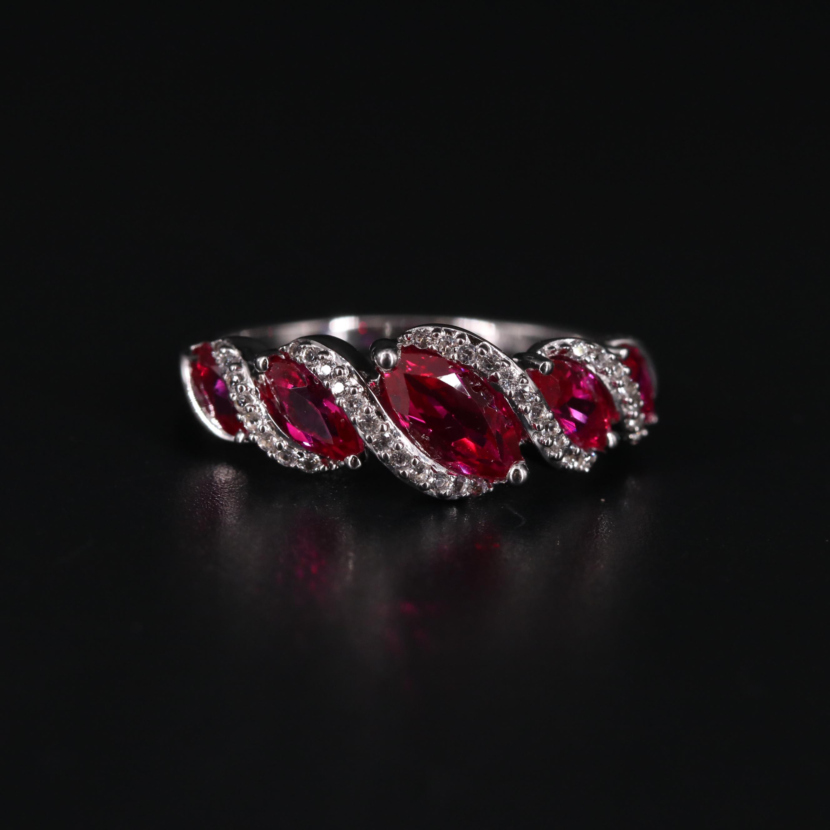 Sterling Silver Ruby and Sapphire Ring