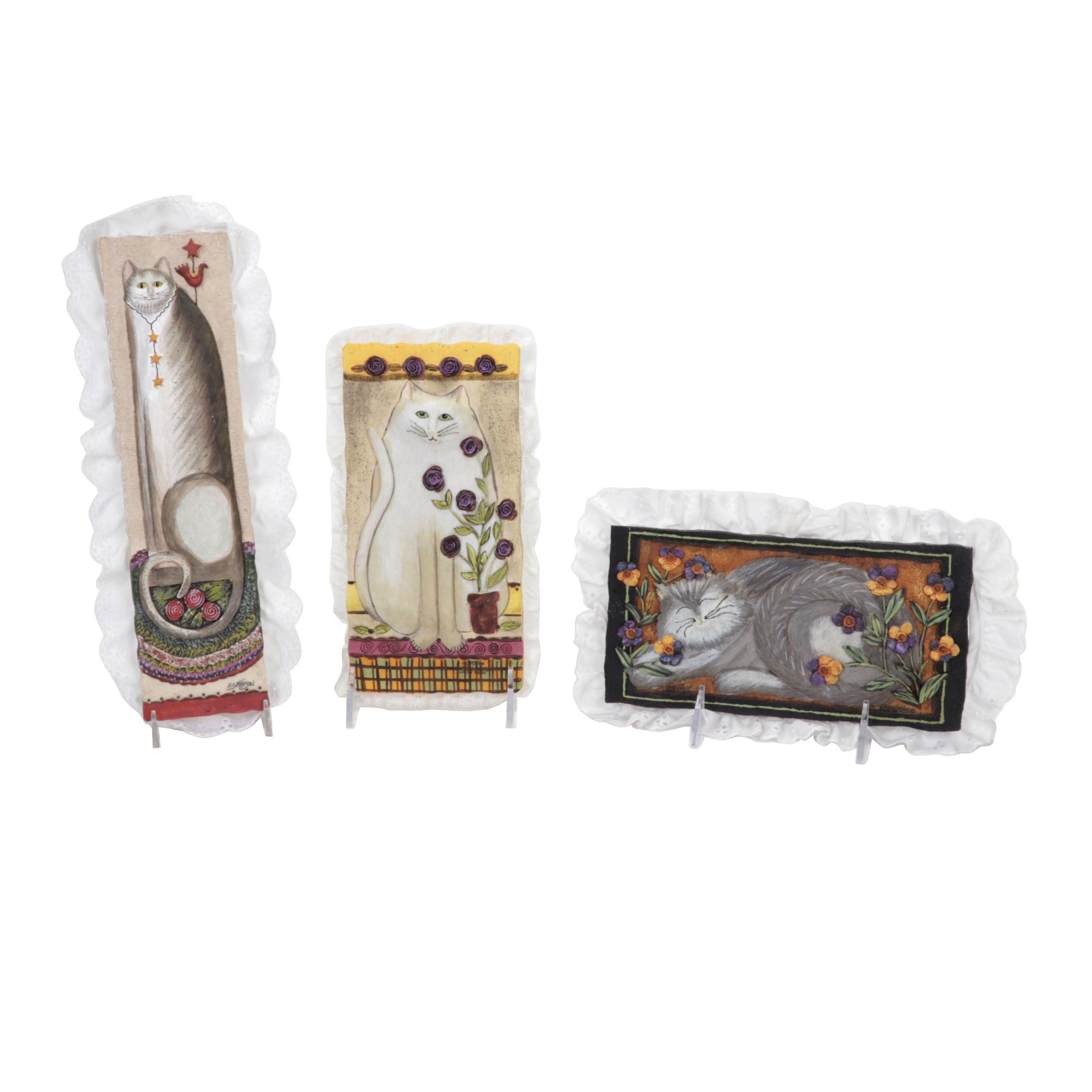 E. Smithson Folk Art Resin Wall Plaques Featuring "Snow Rose"