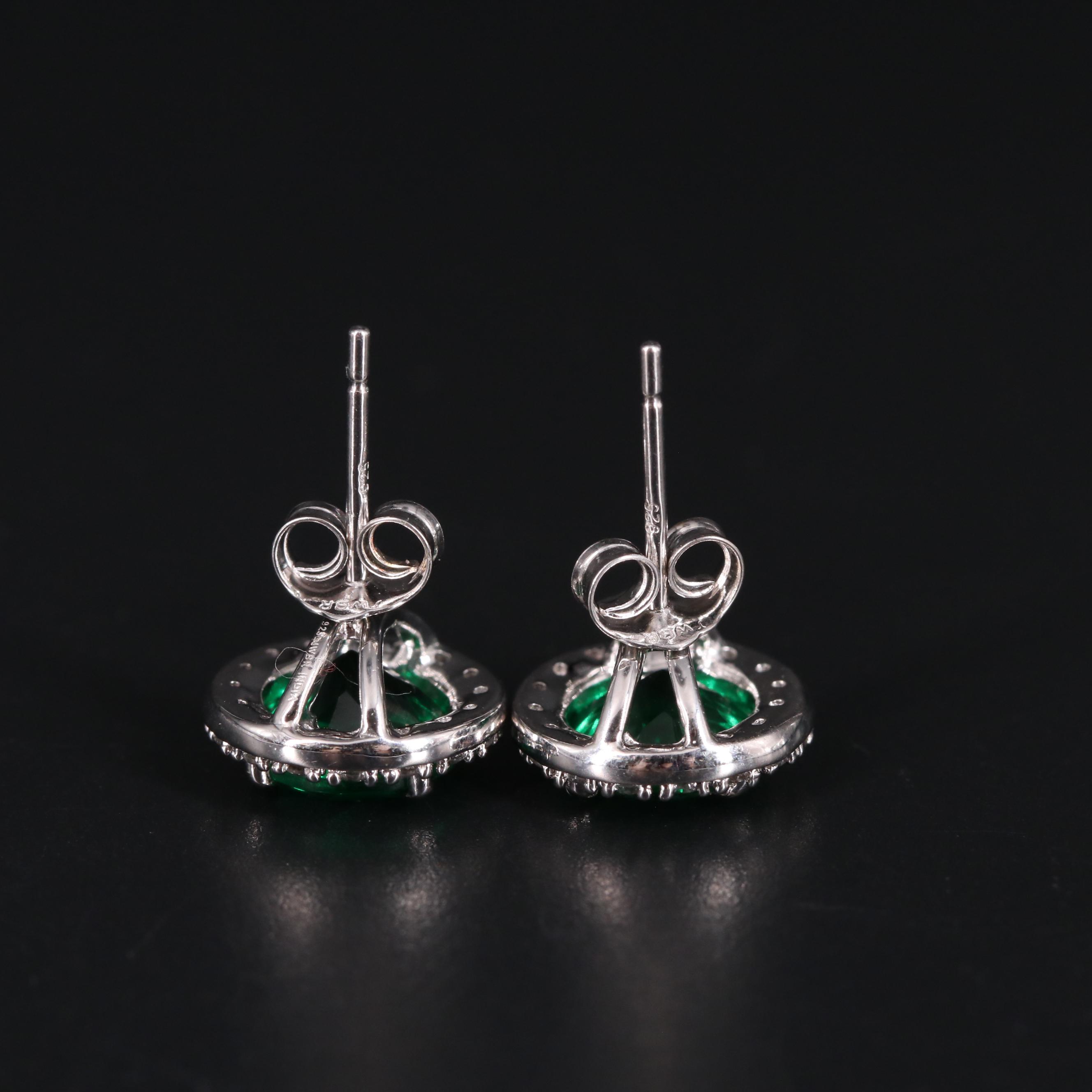 Sterling Glass and Silver Halo Stud Earrings