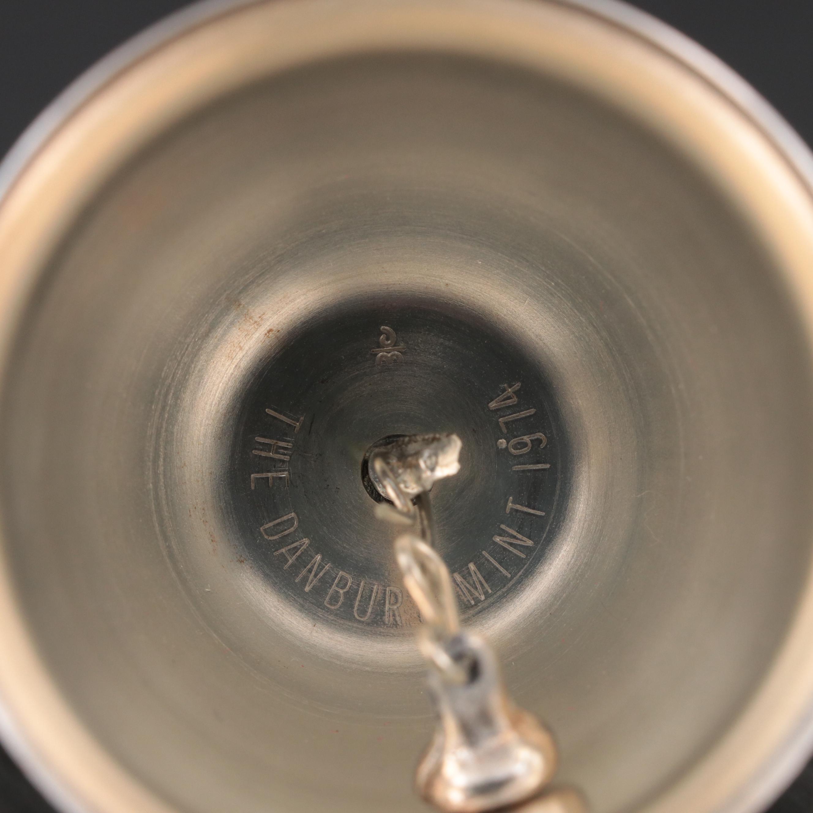 Danbury Mint 1974 Christmas Bell with Porcelain Ornaments