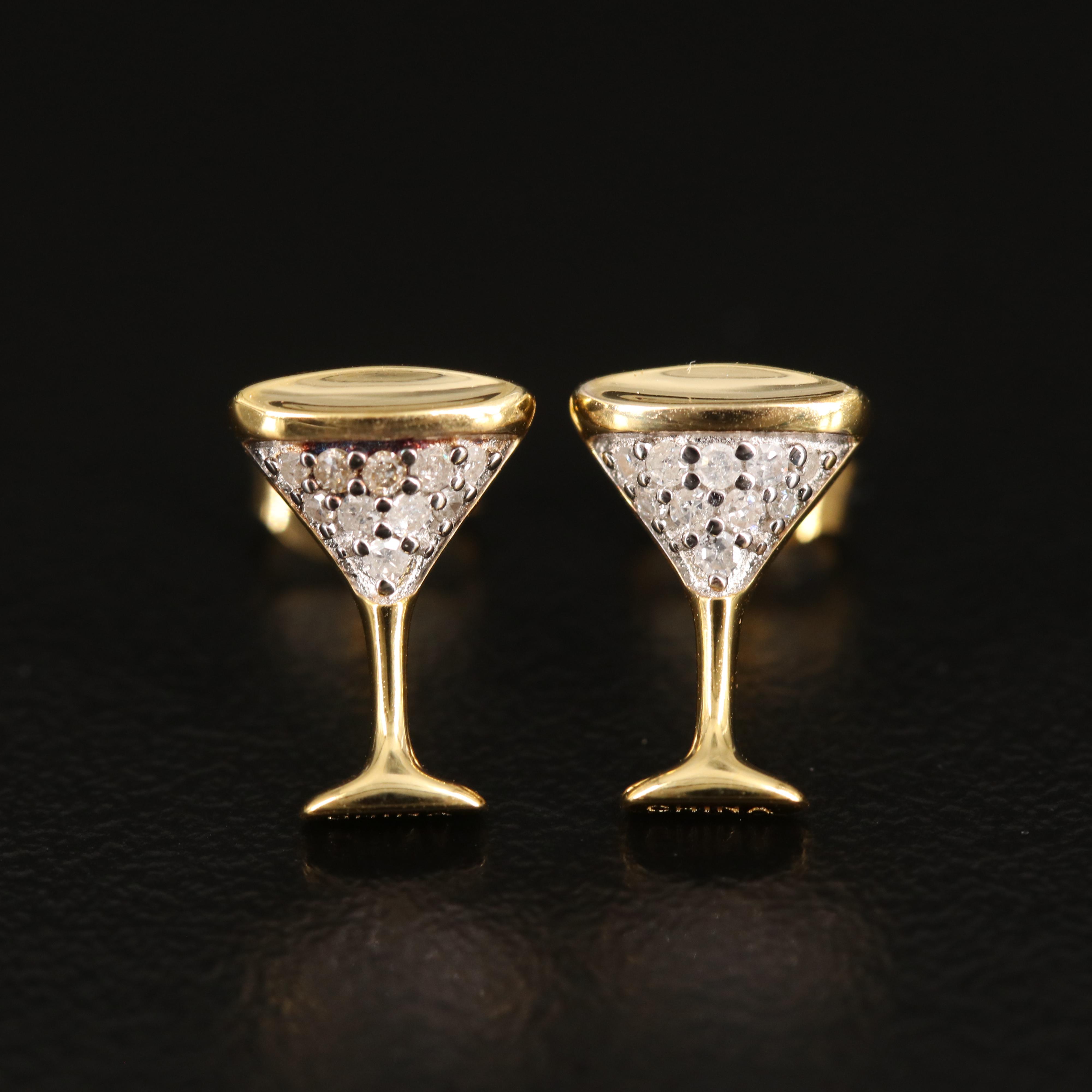 Diamond Martini Stud Earrings in Sterling