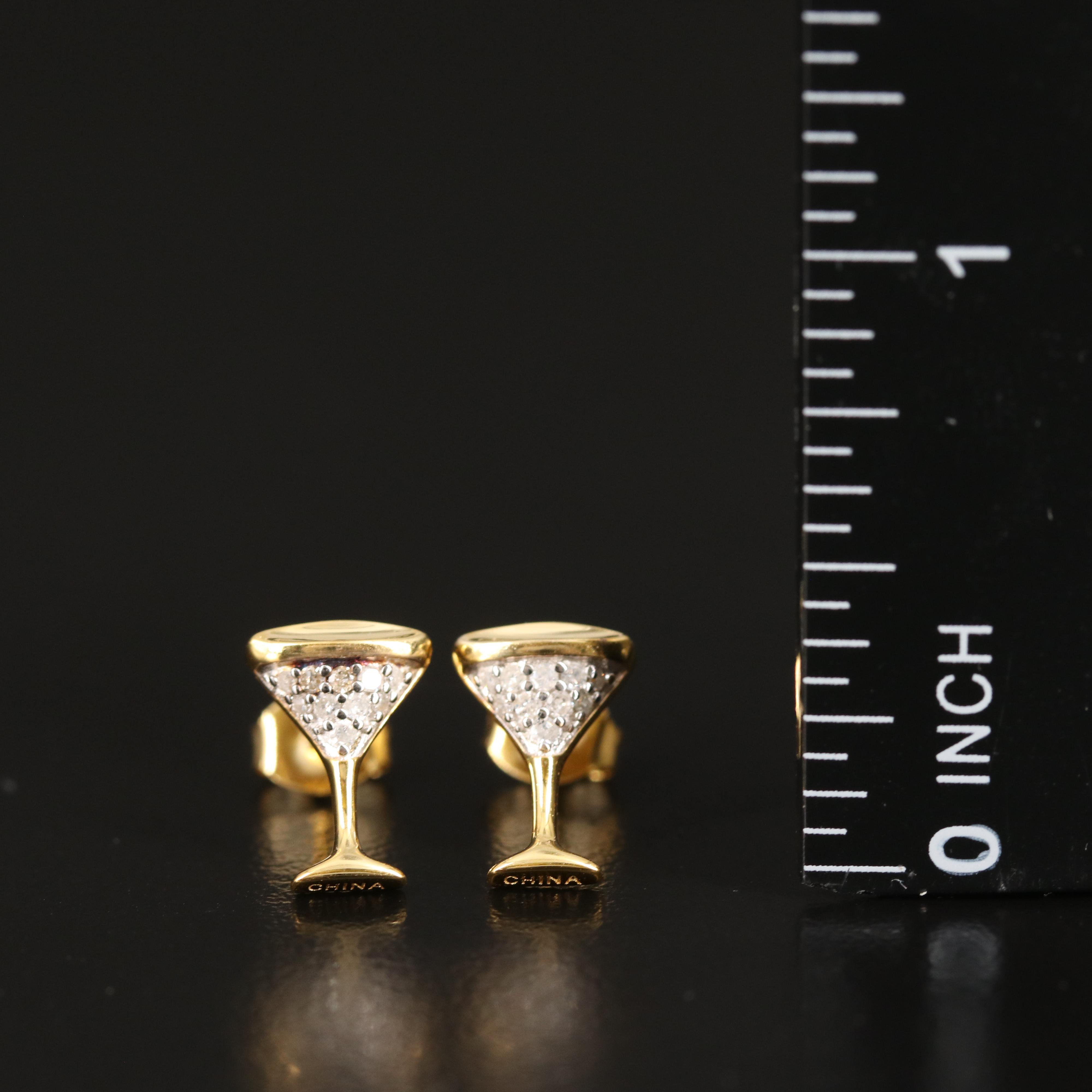 Diamond Martini Stud Earrings in Sterling