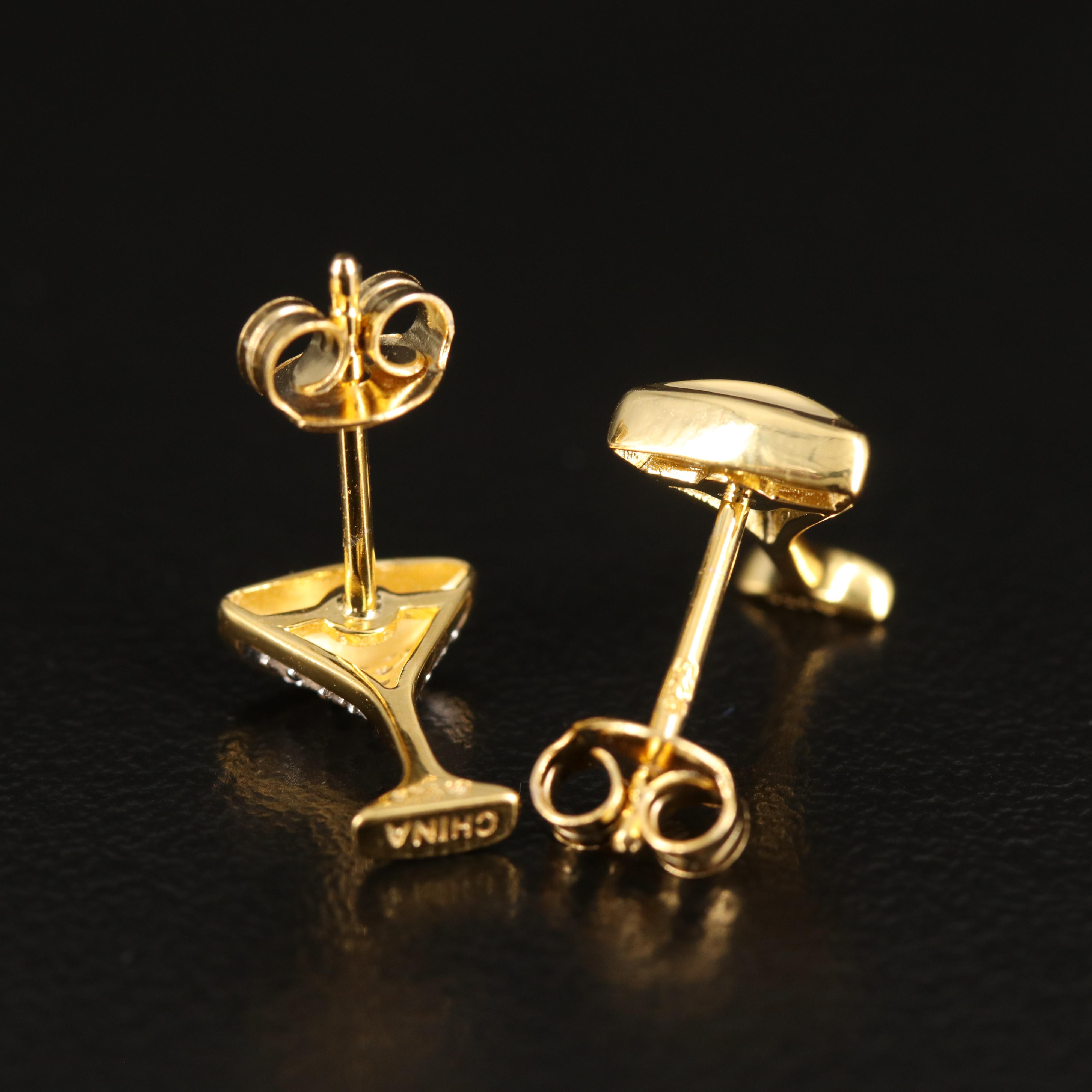 Diamond Martini Stud Earrings in Sterling