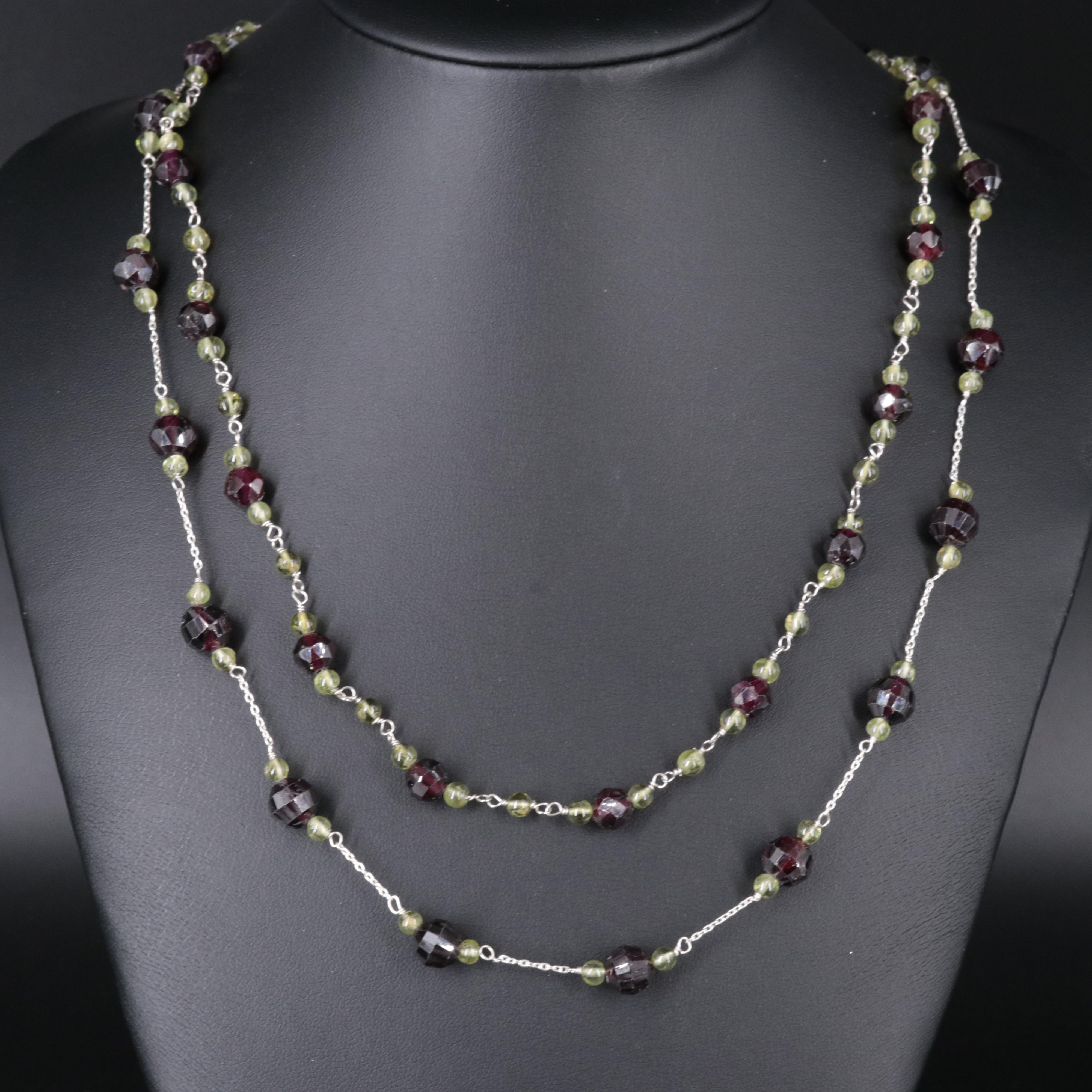 Sterling Gemstone Station Necklaces