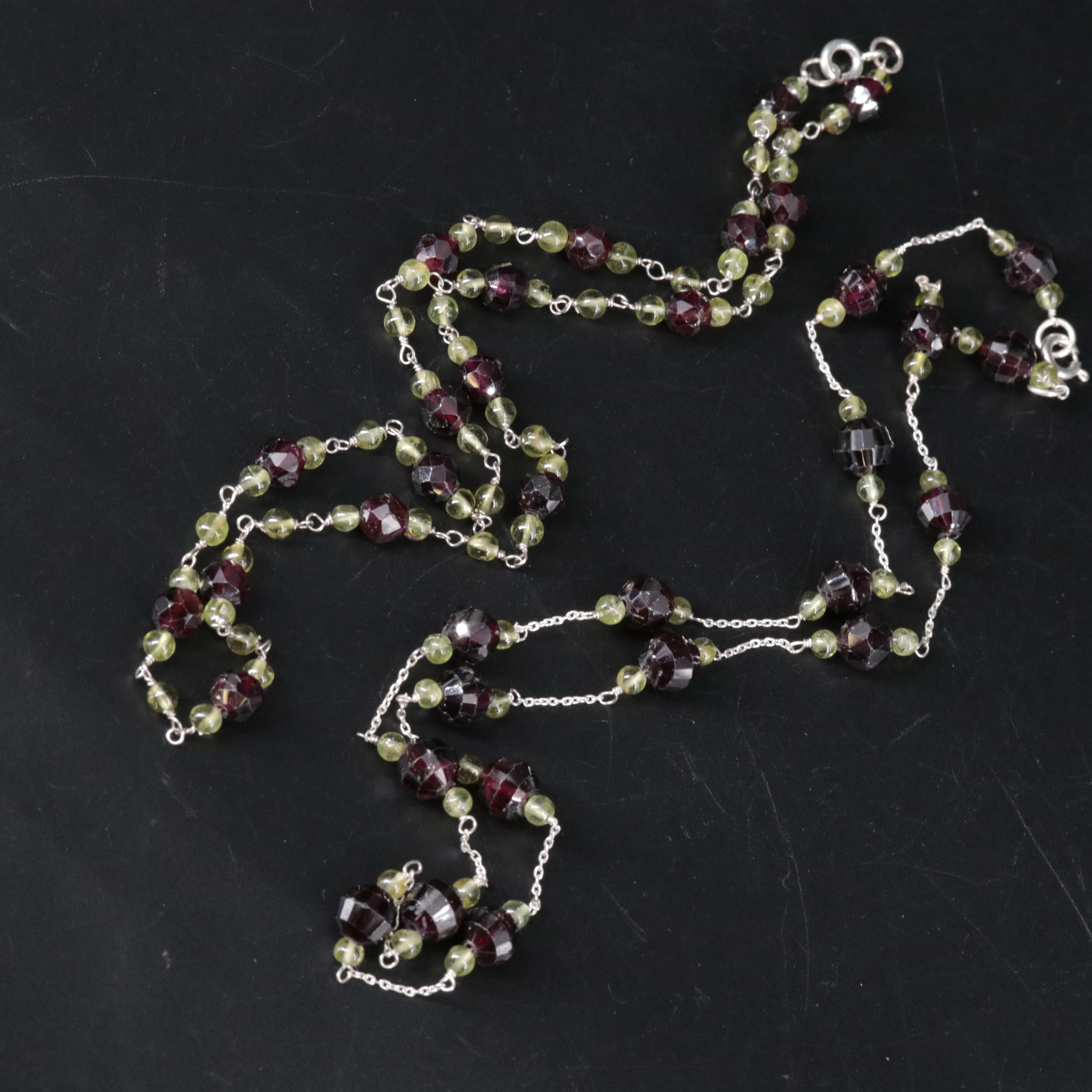 Sterling Gemstone Station Necklaces