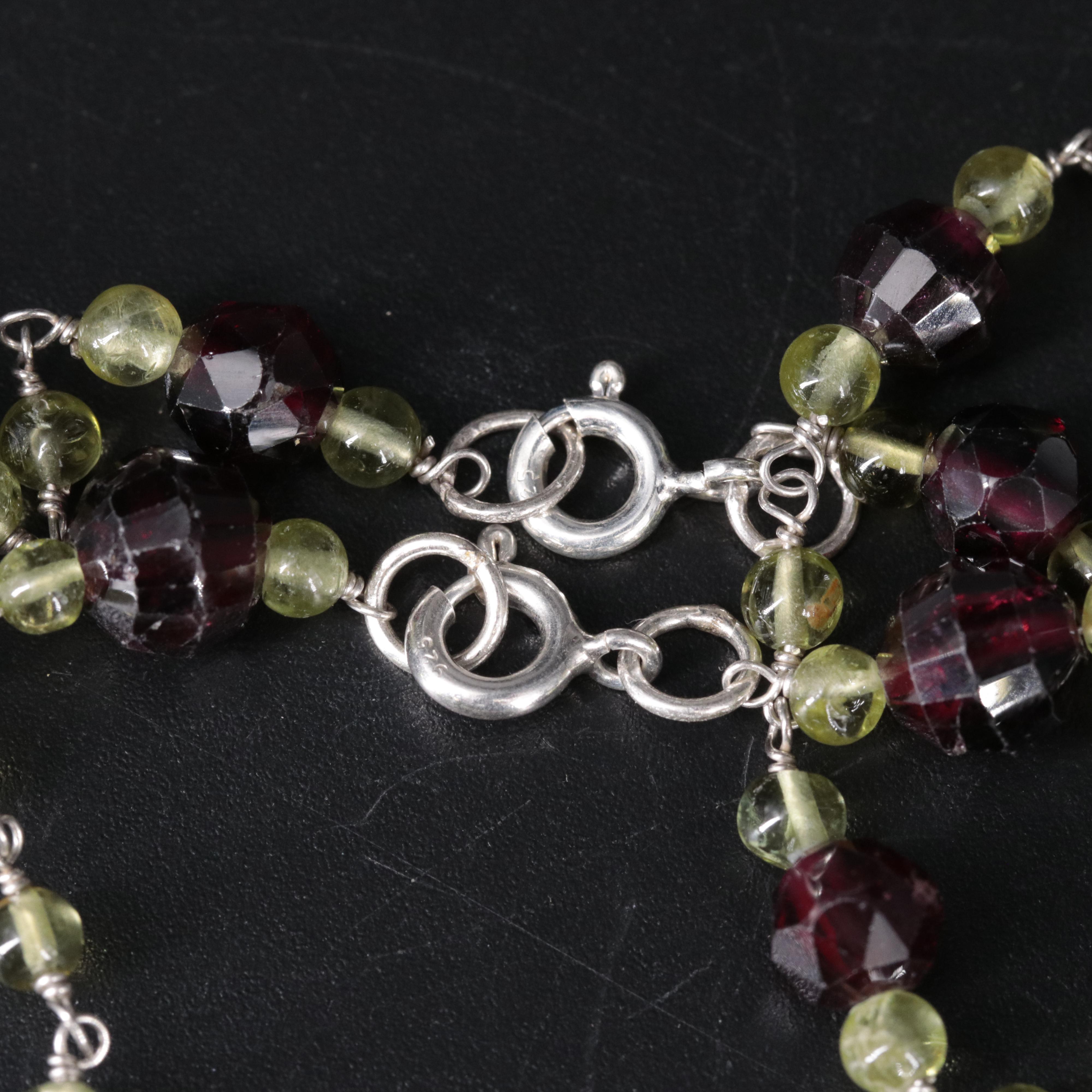 Sterling Gemstone Station Necklaces