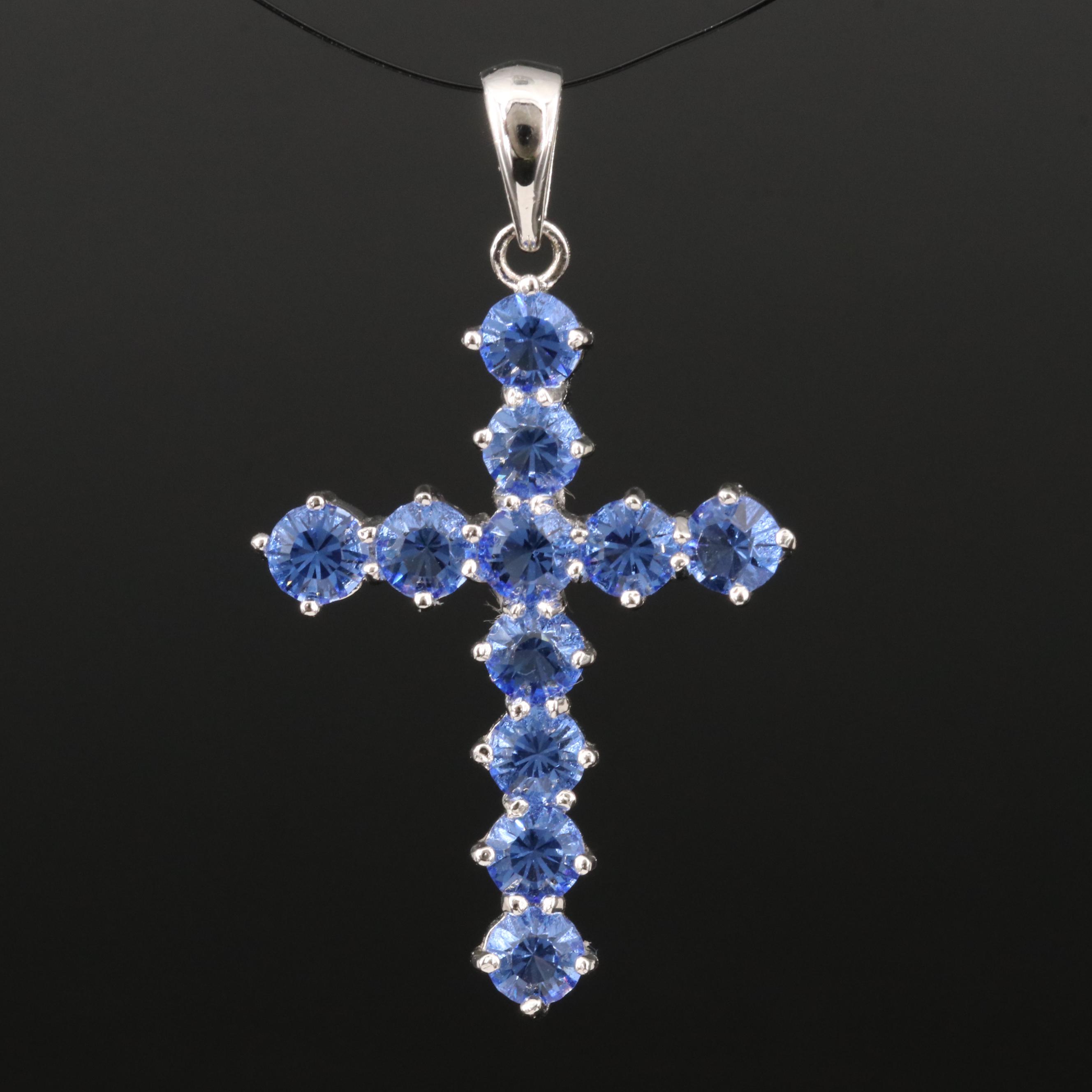 Sterling Glass Cross Pendant