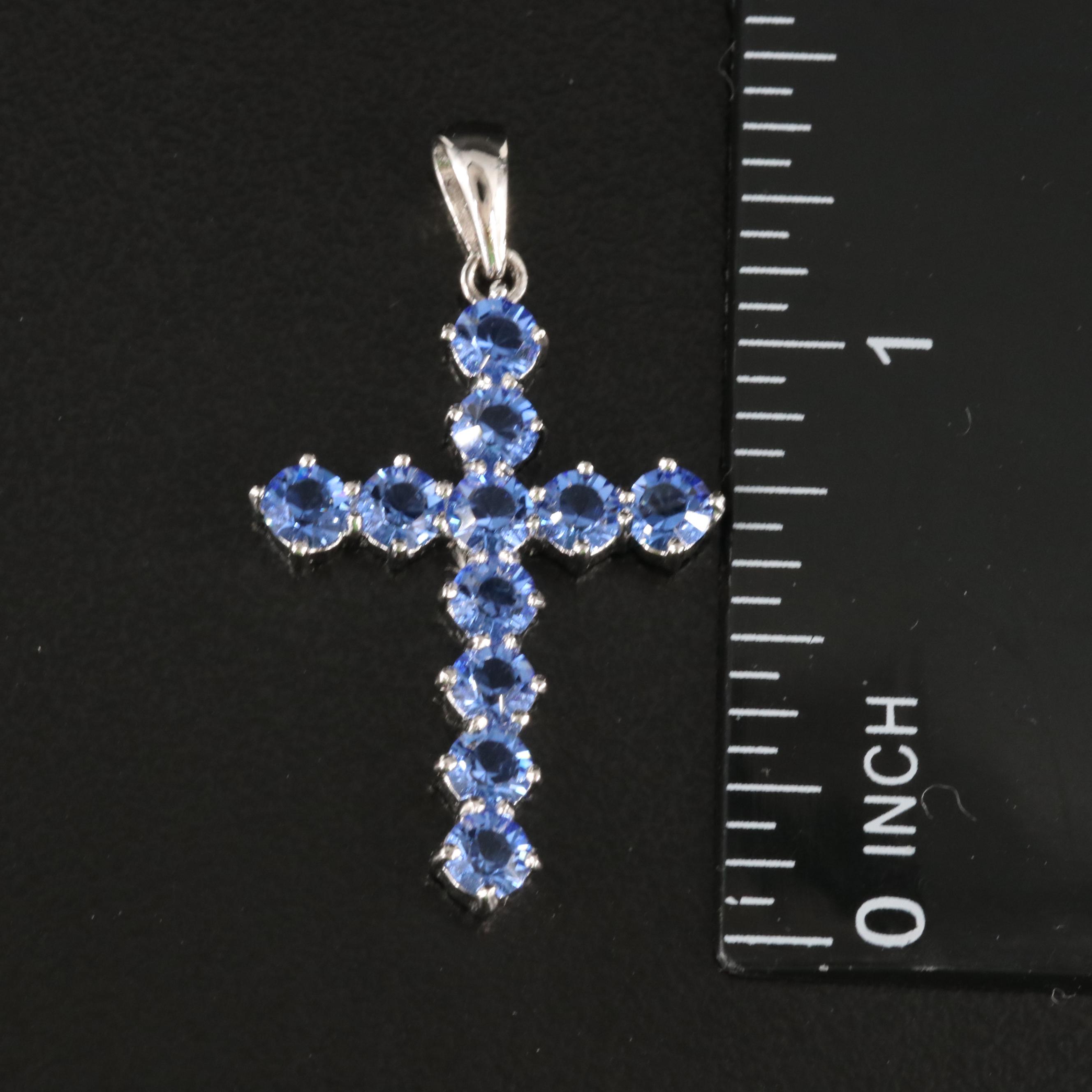 Sterling Glass Cross Pendant