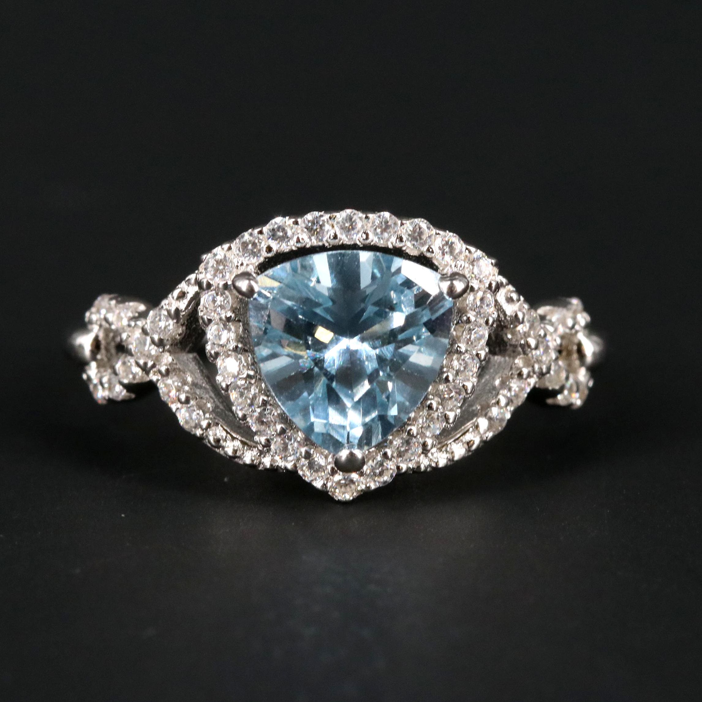 Sterling Silver Topaz and Cubic Zirconia Ring