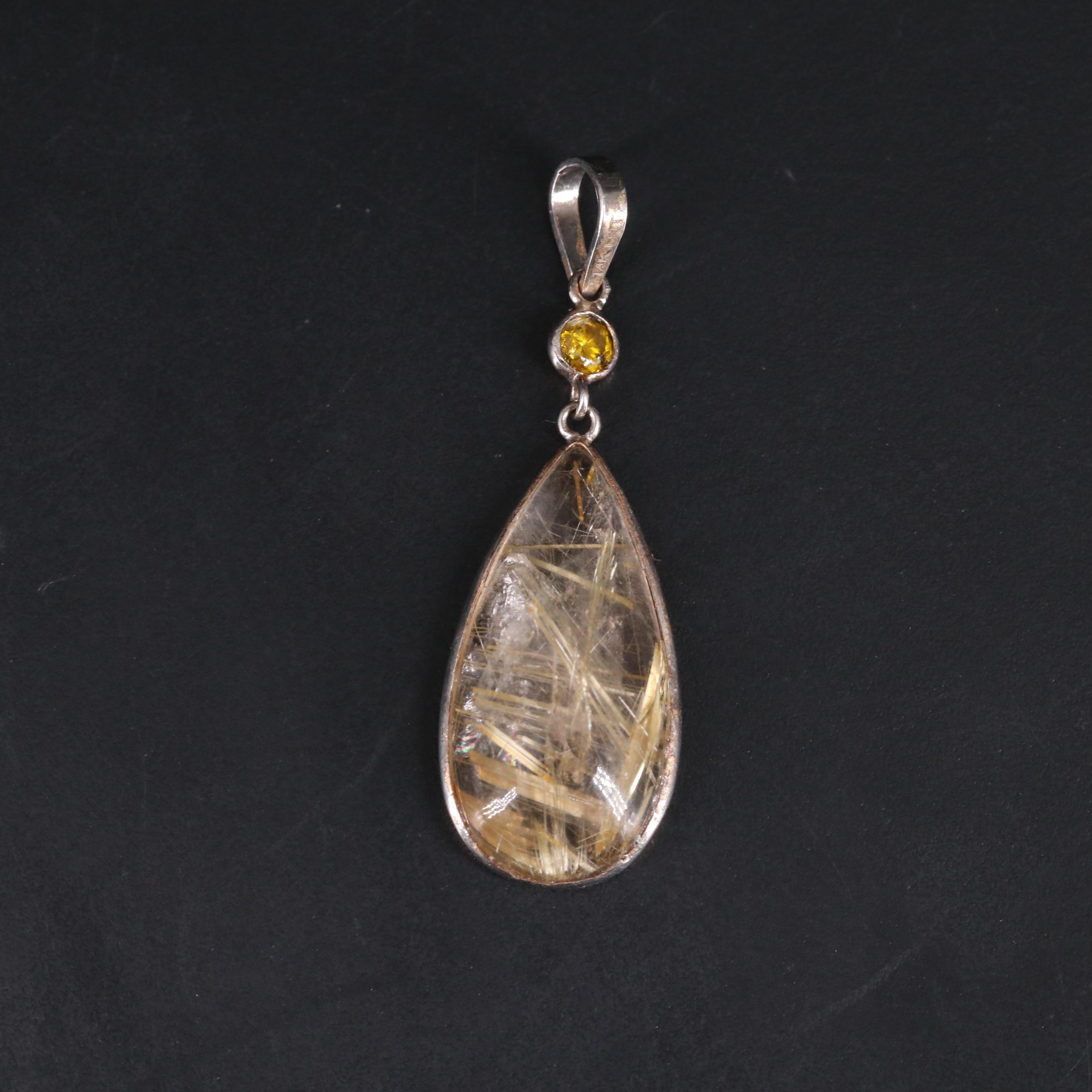 14K Golden Rutile Pendant