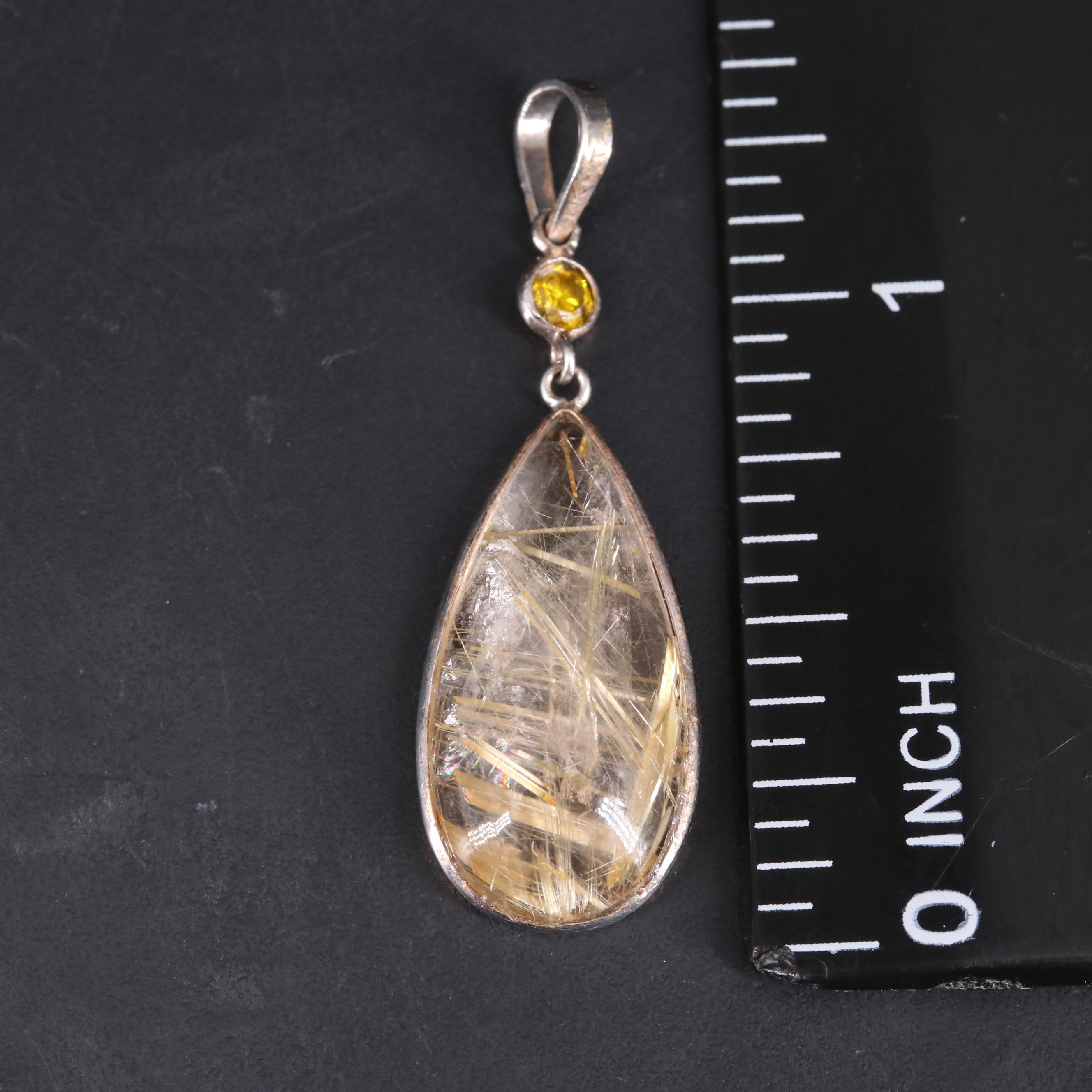 14K Golden Rutile Pendant