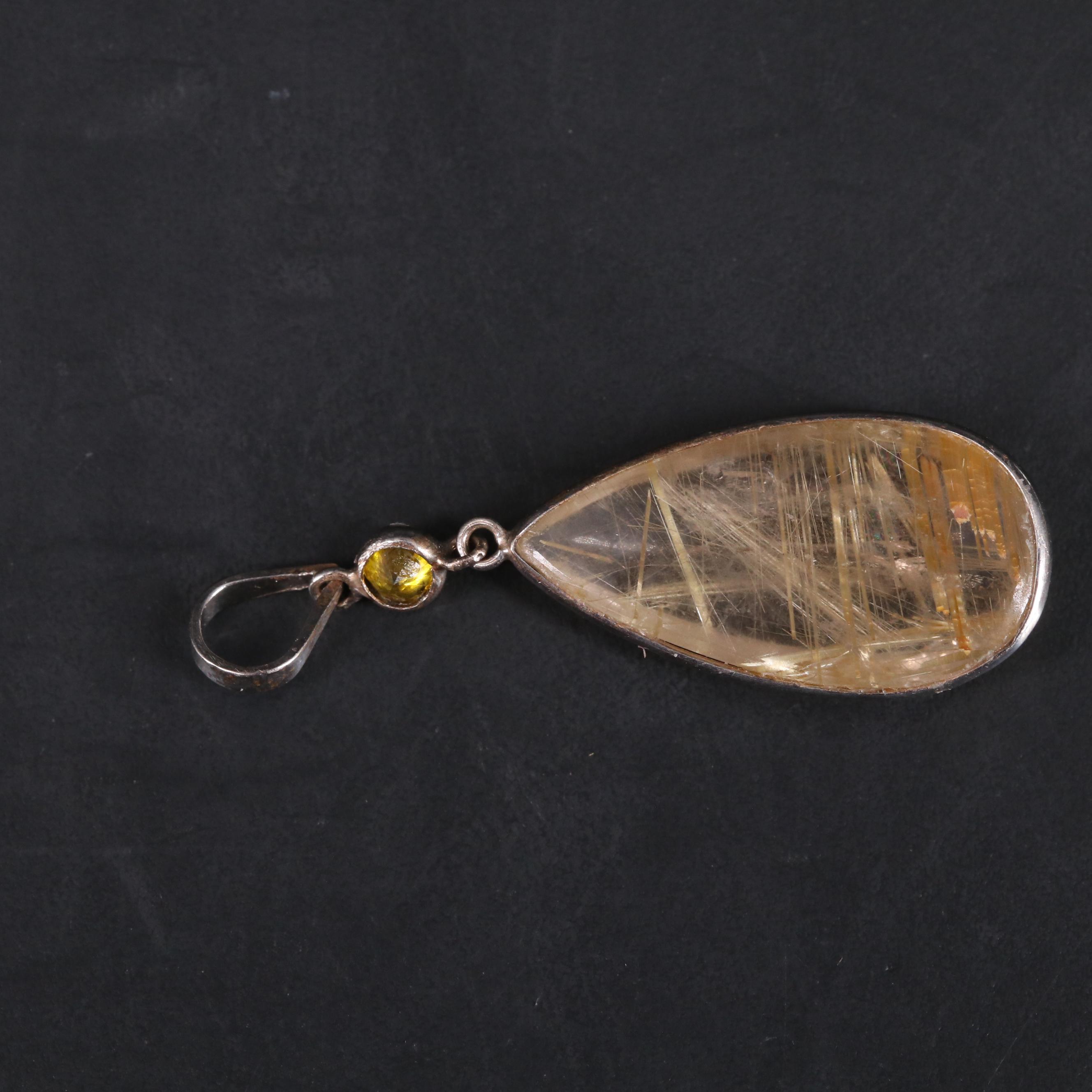 14K Golden Rutile Pendant