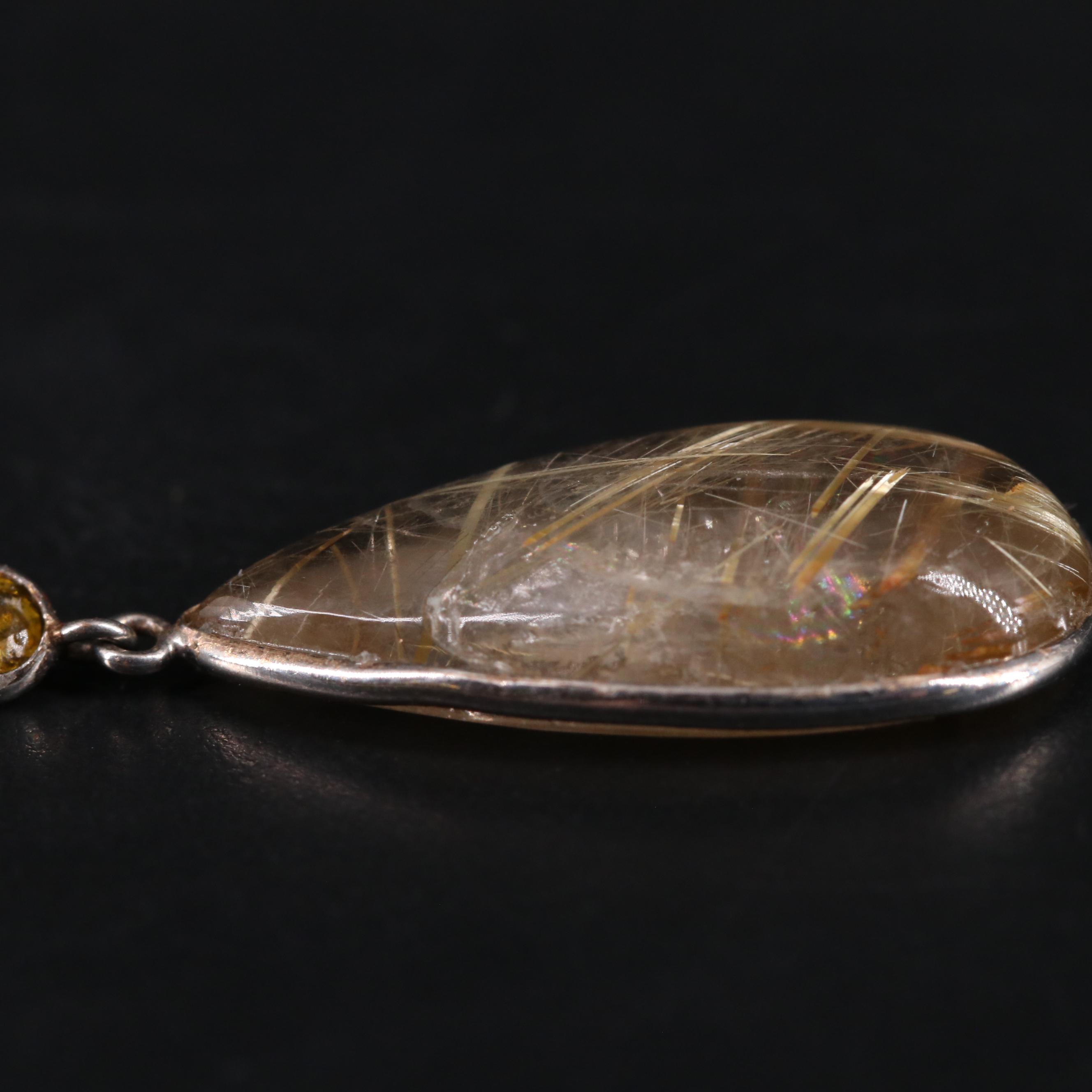 14K Golden Rutile Pendant