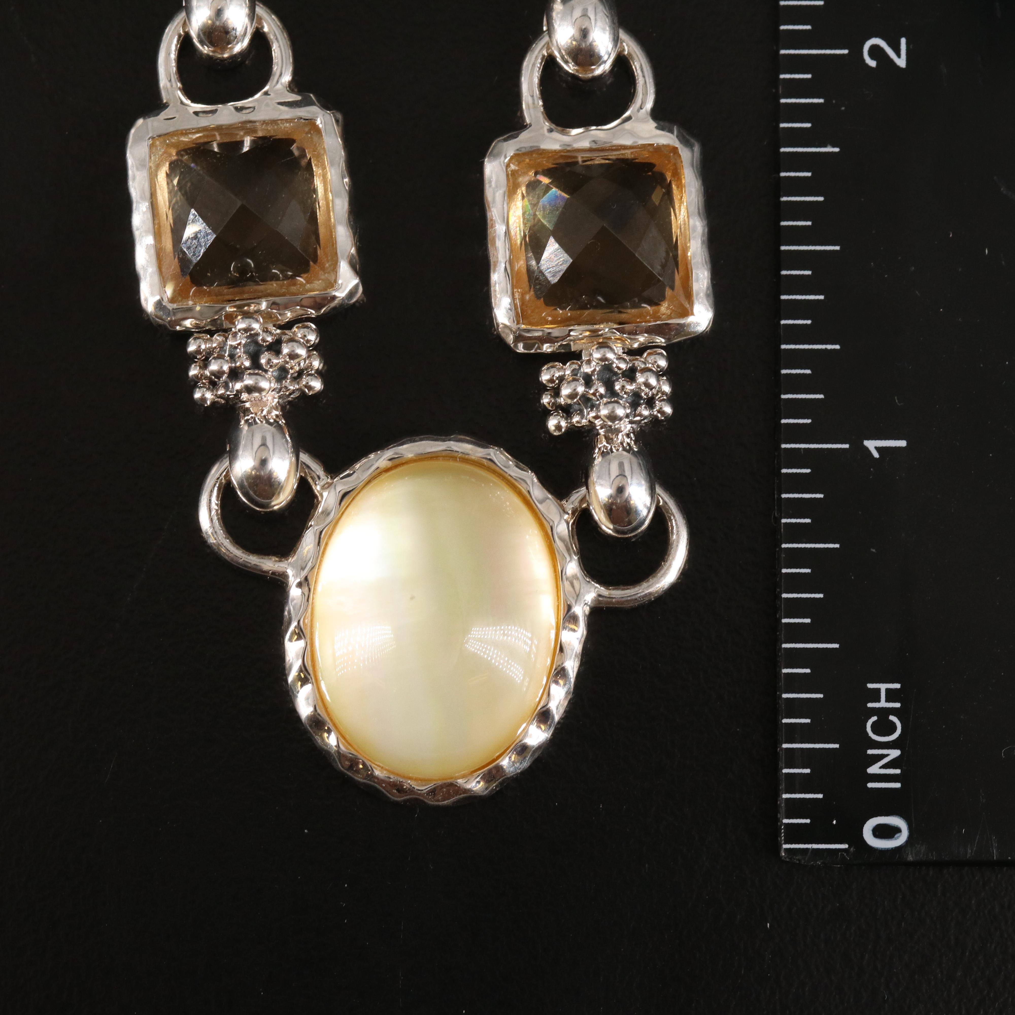 Michael Dawkins Sterling Citrine, Mother-of-Pearl and Quartz Necklace