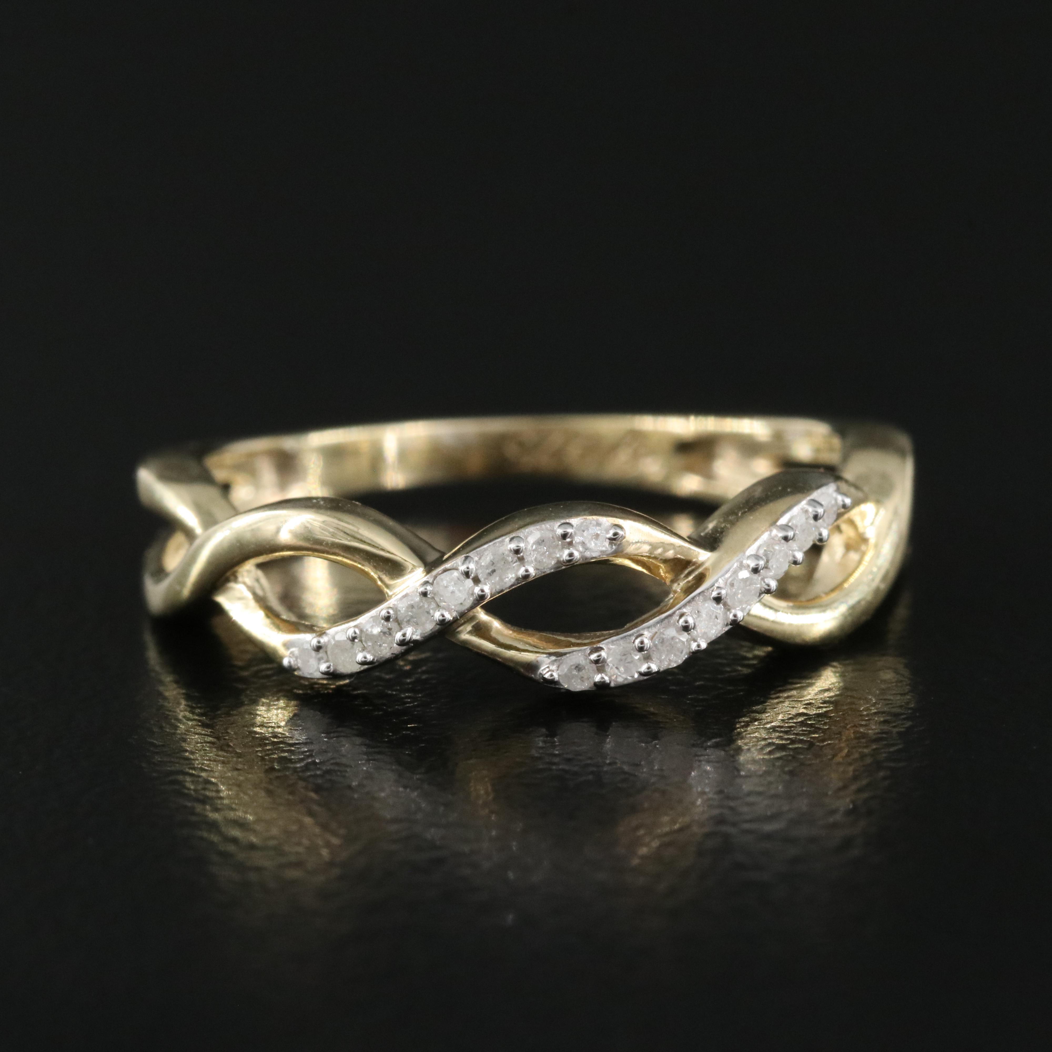 Sterling Diamond Braided Ring