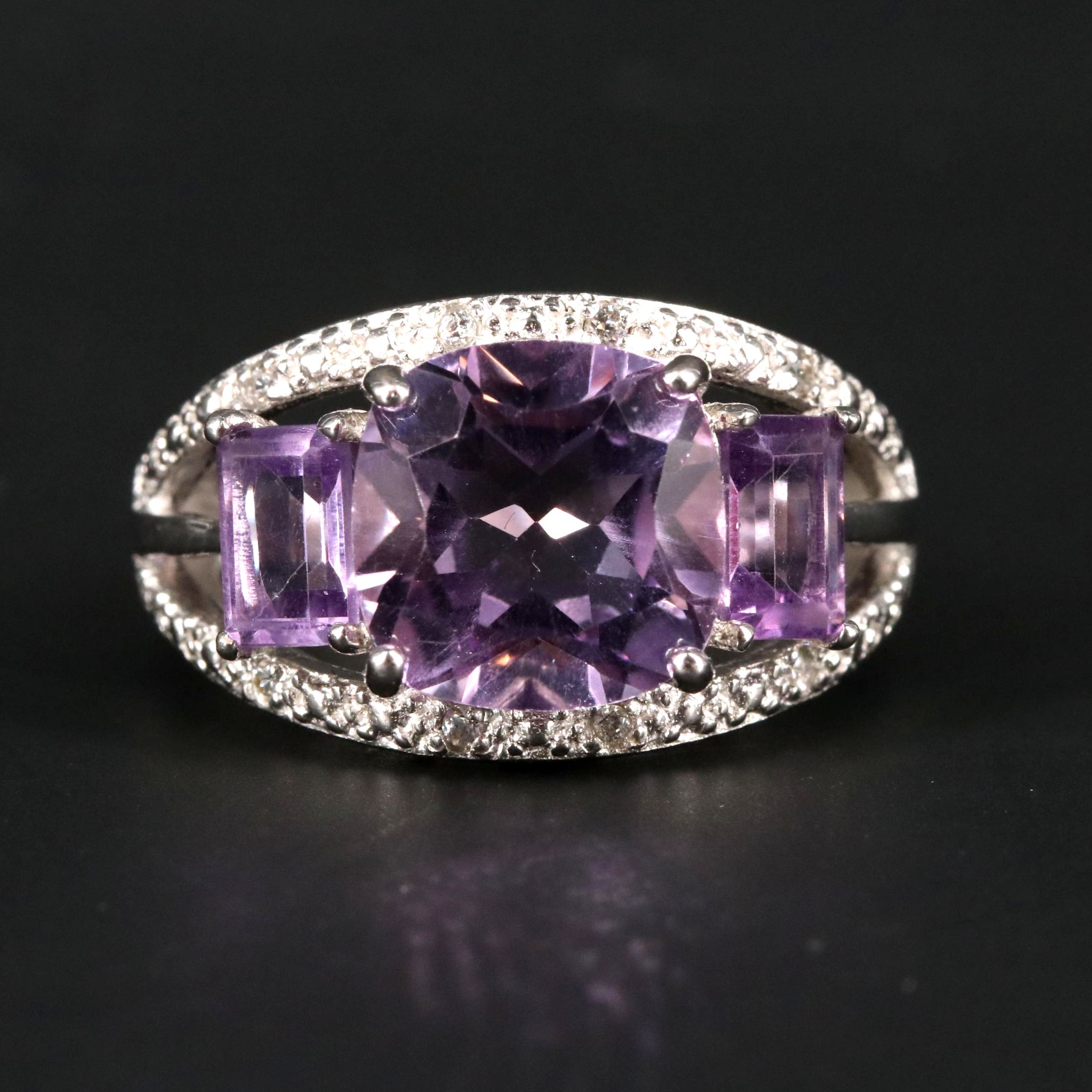 Sterling Silver Amethyst and Sapphire Ring
