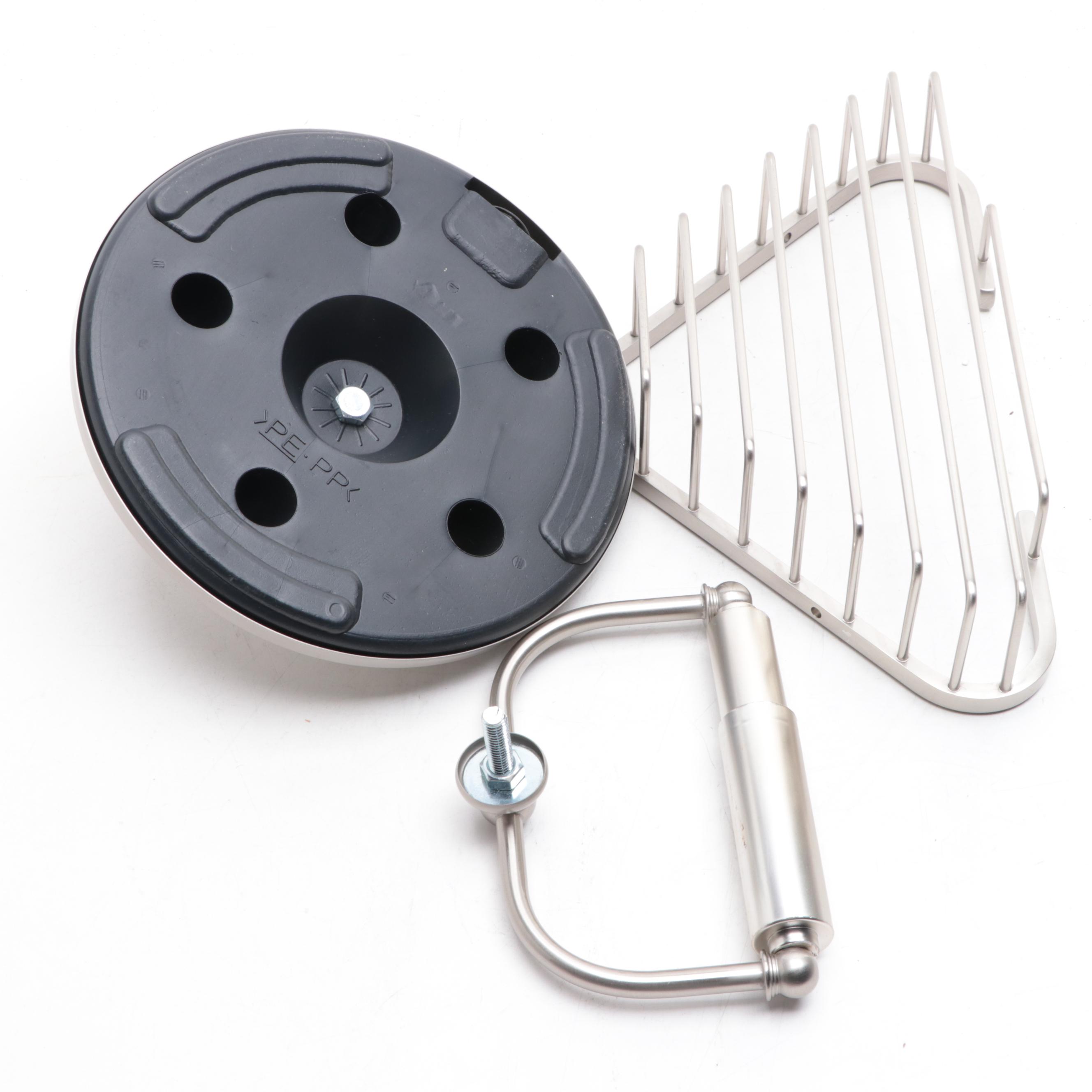 Brushed Nickel 18" Towel Bar, Standing Tissue Holder and Corner Shower Basket