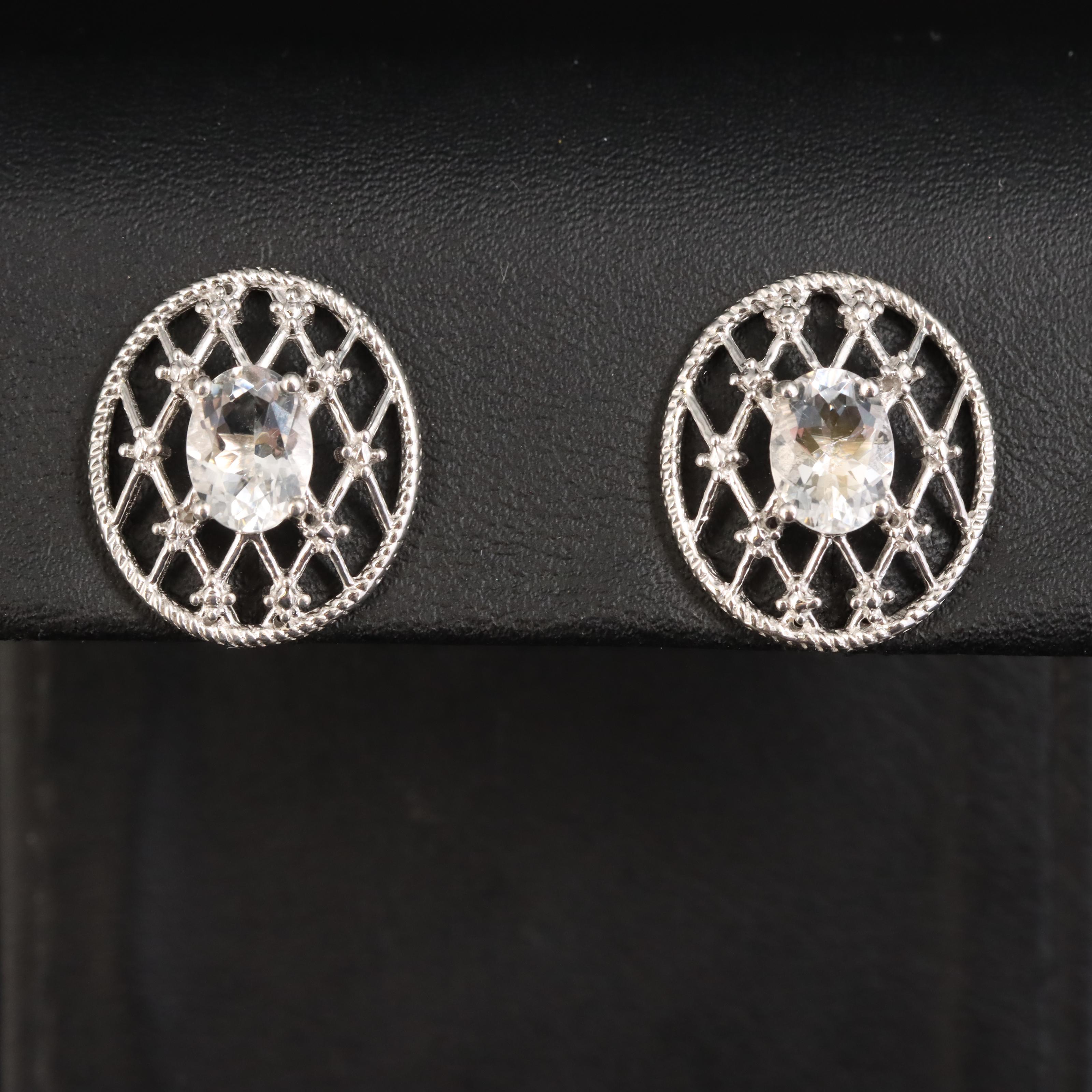 Sterling Petalite Lattice Button Earrings