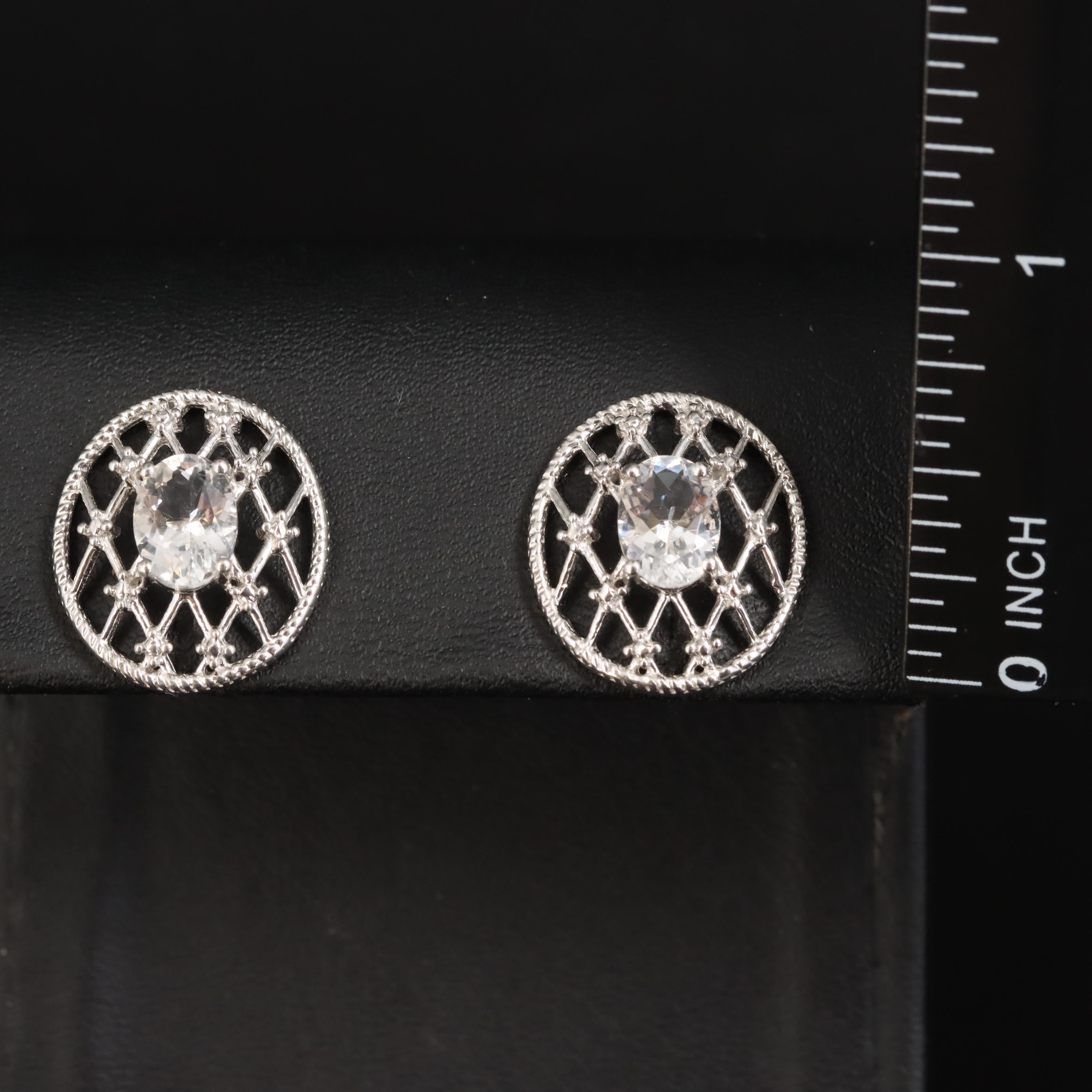 Sterling Petalite Lattice Button Earrings