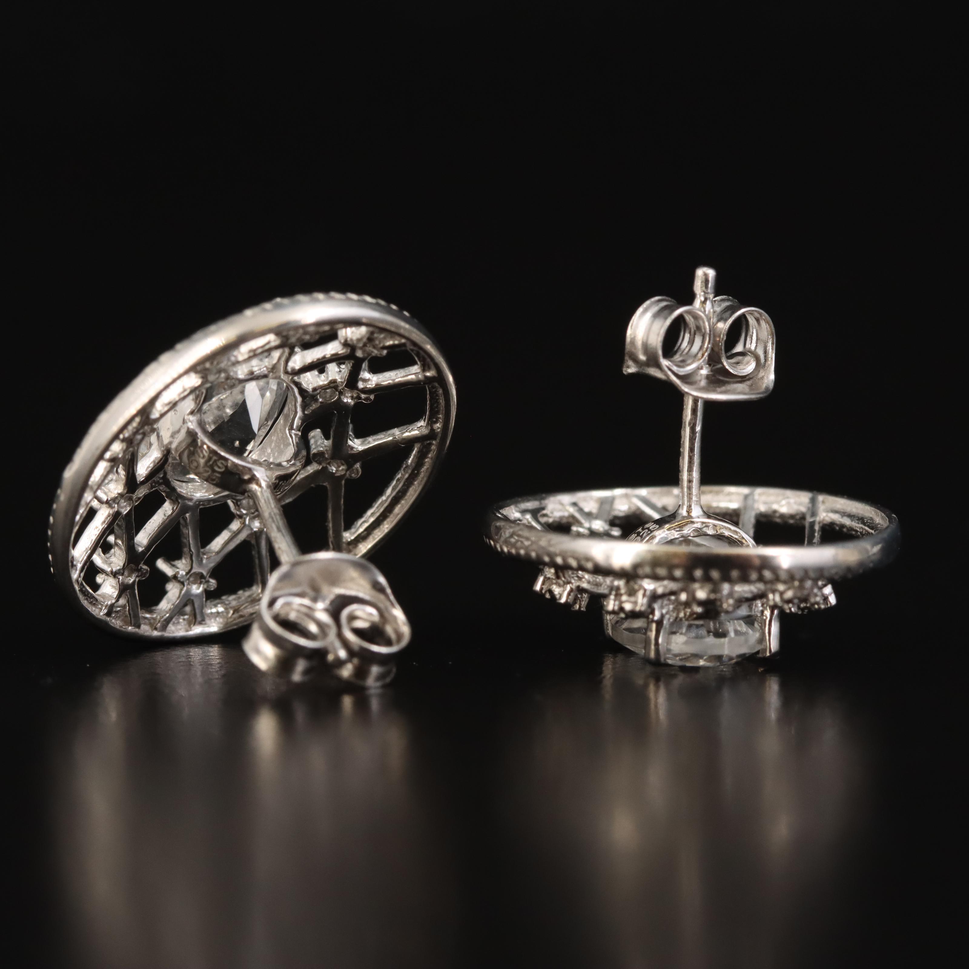 Sterling Petalite Lattice Button Earrings