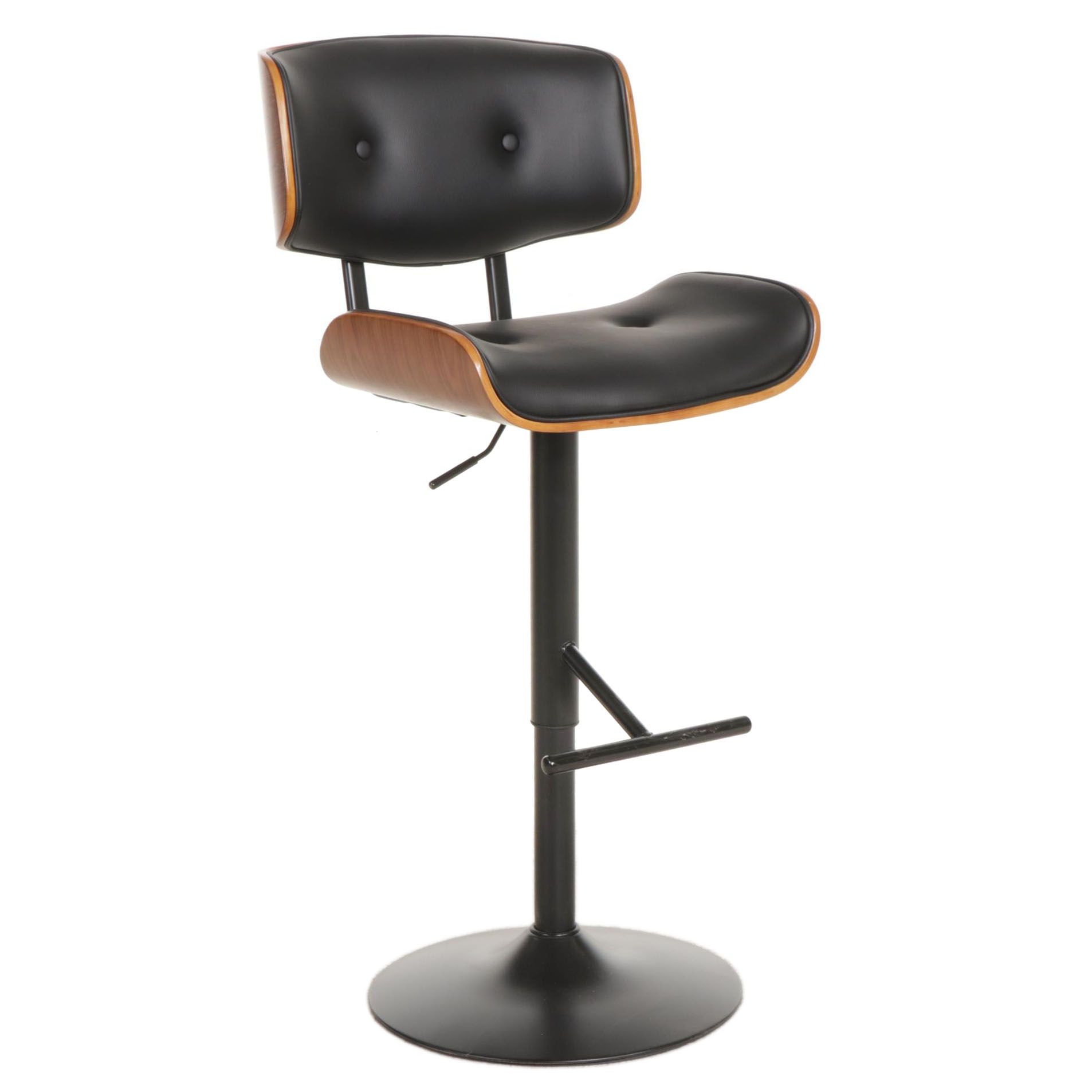 Lumisource "Lombardi" Black Vinyl and Molded Shell Adjustable Barstool