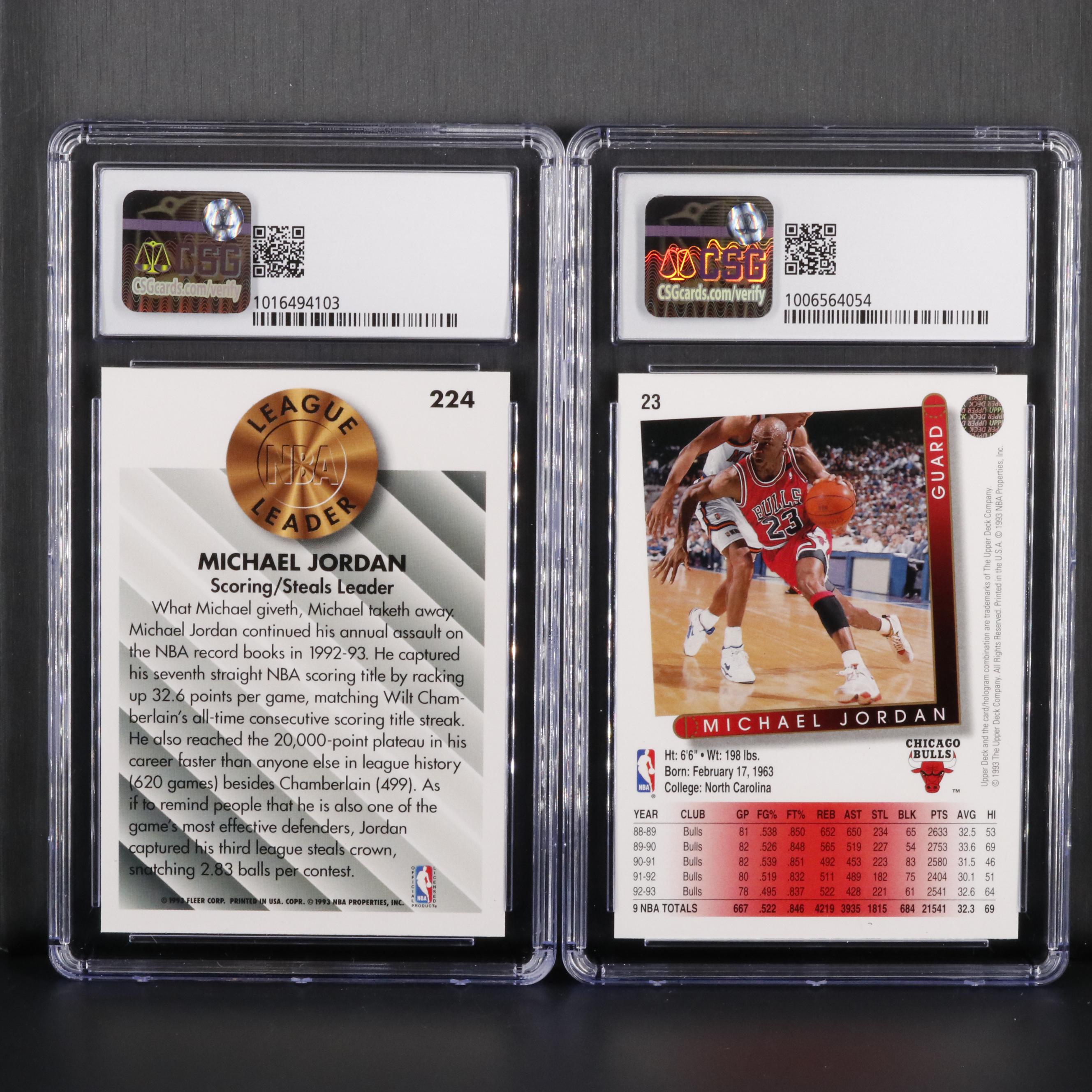 1993-94 Fleer and Upper Deck Michael Jordan Graded CSG 8.5 and 9 Cards