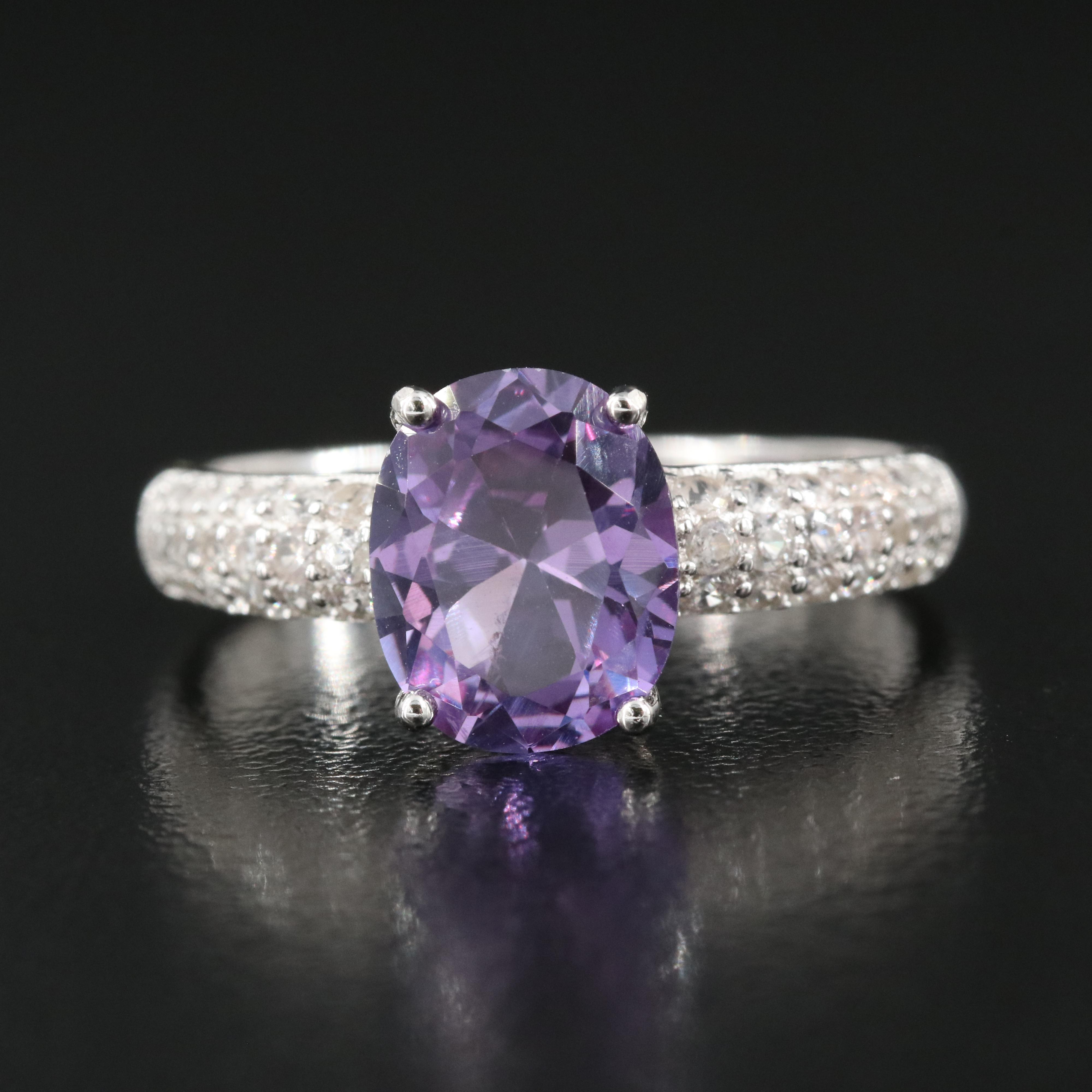 Sterling Sapphire and Zircon Ring