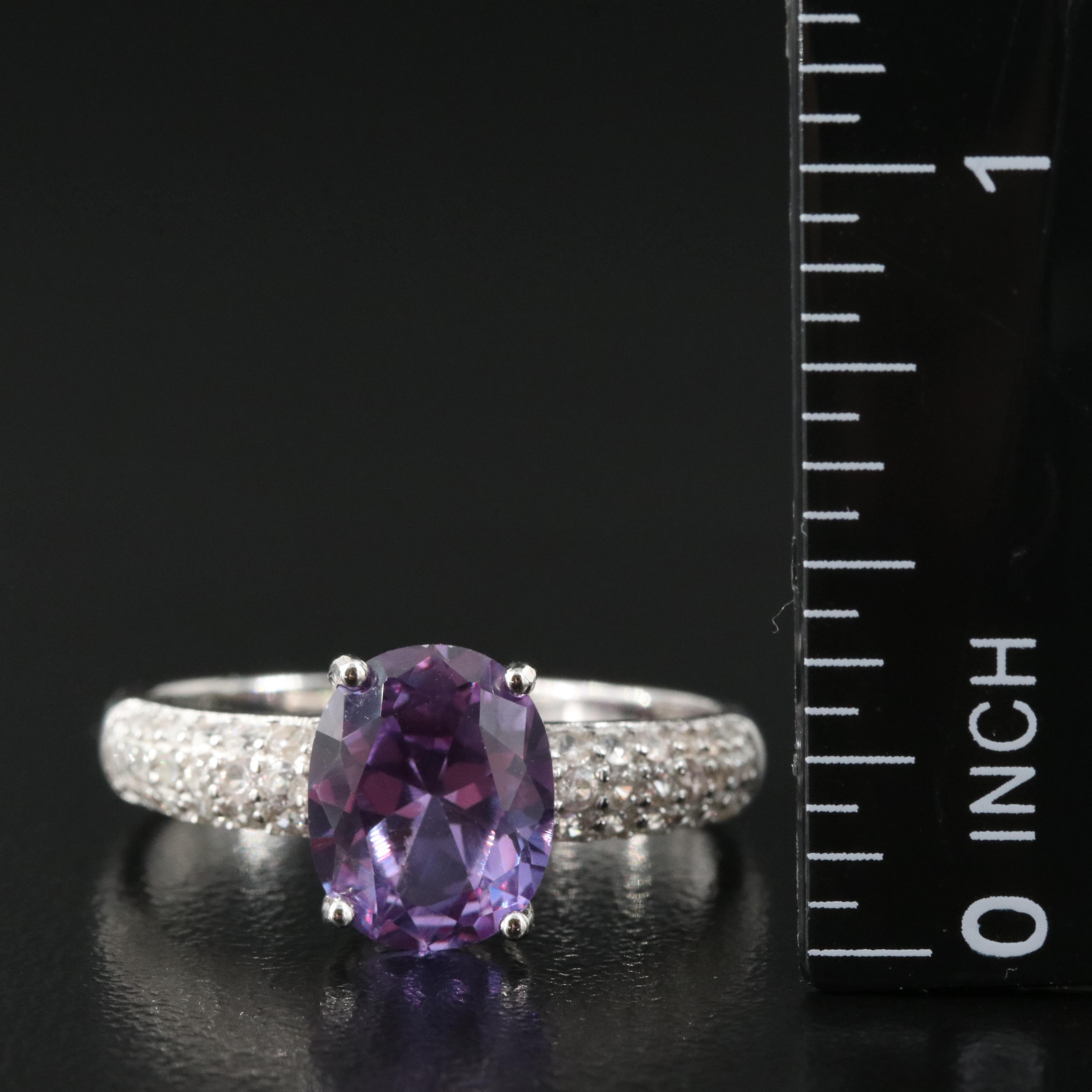 Sterling Sapphire and Zircon Ring