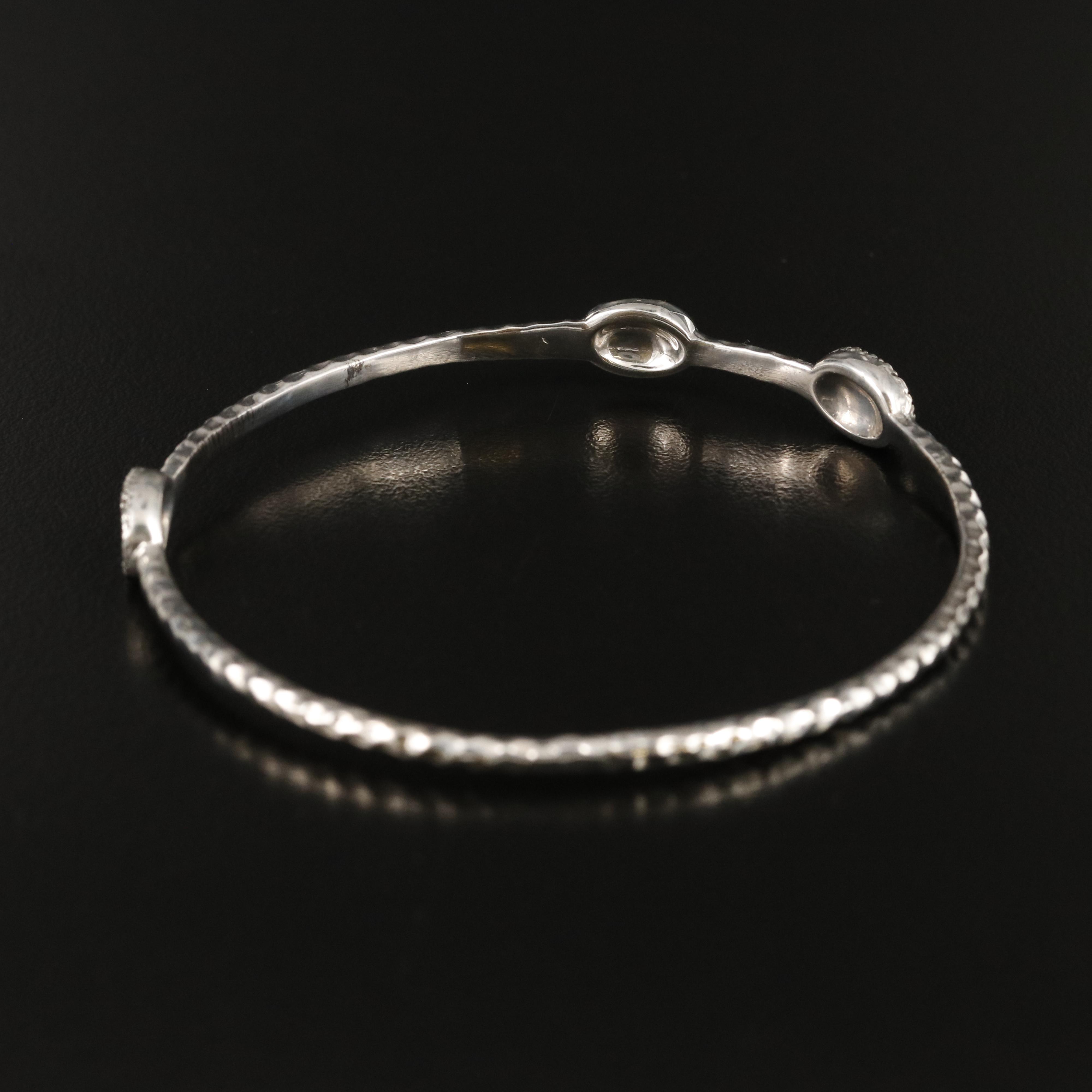 Michael Dawkins Sterling Hammered Bangle with Granulated Stations