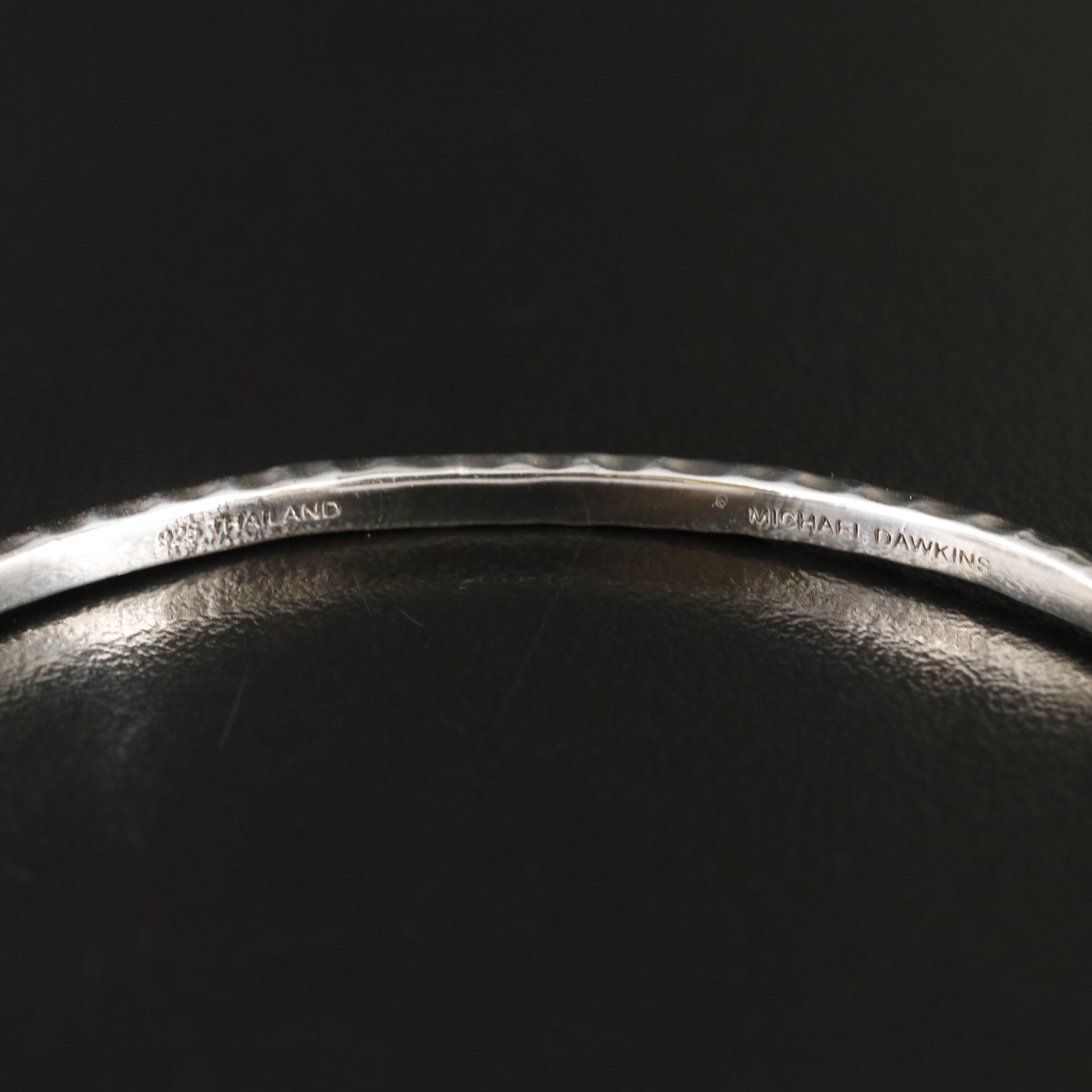 Michael Dawkins Sterling Hammered Bangle with Granulated Stations