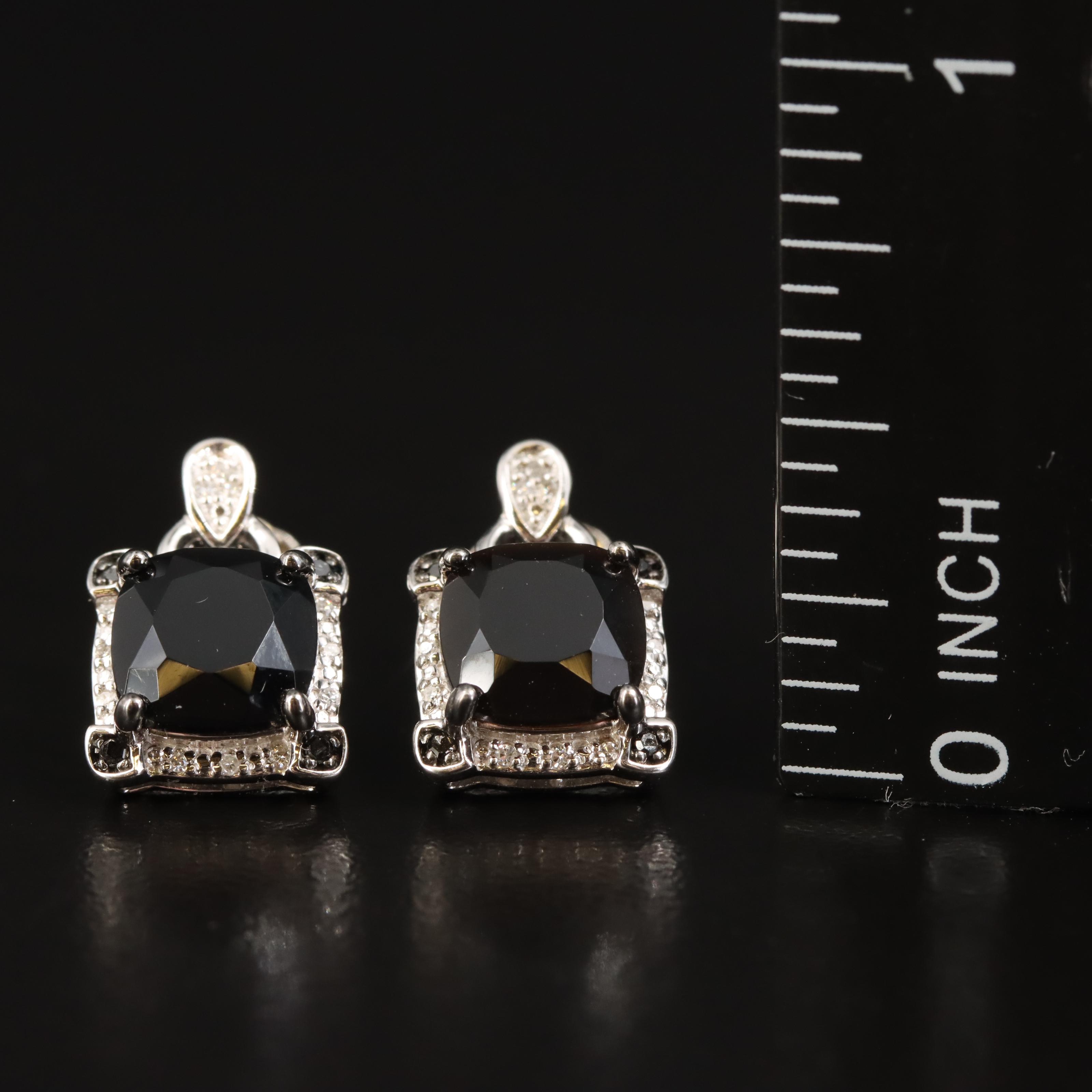 Sterling Black Onyx and Diamond Earrings