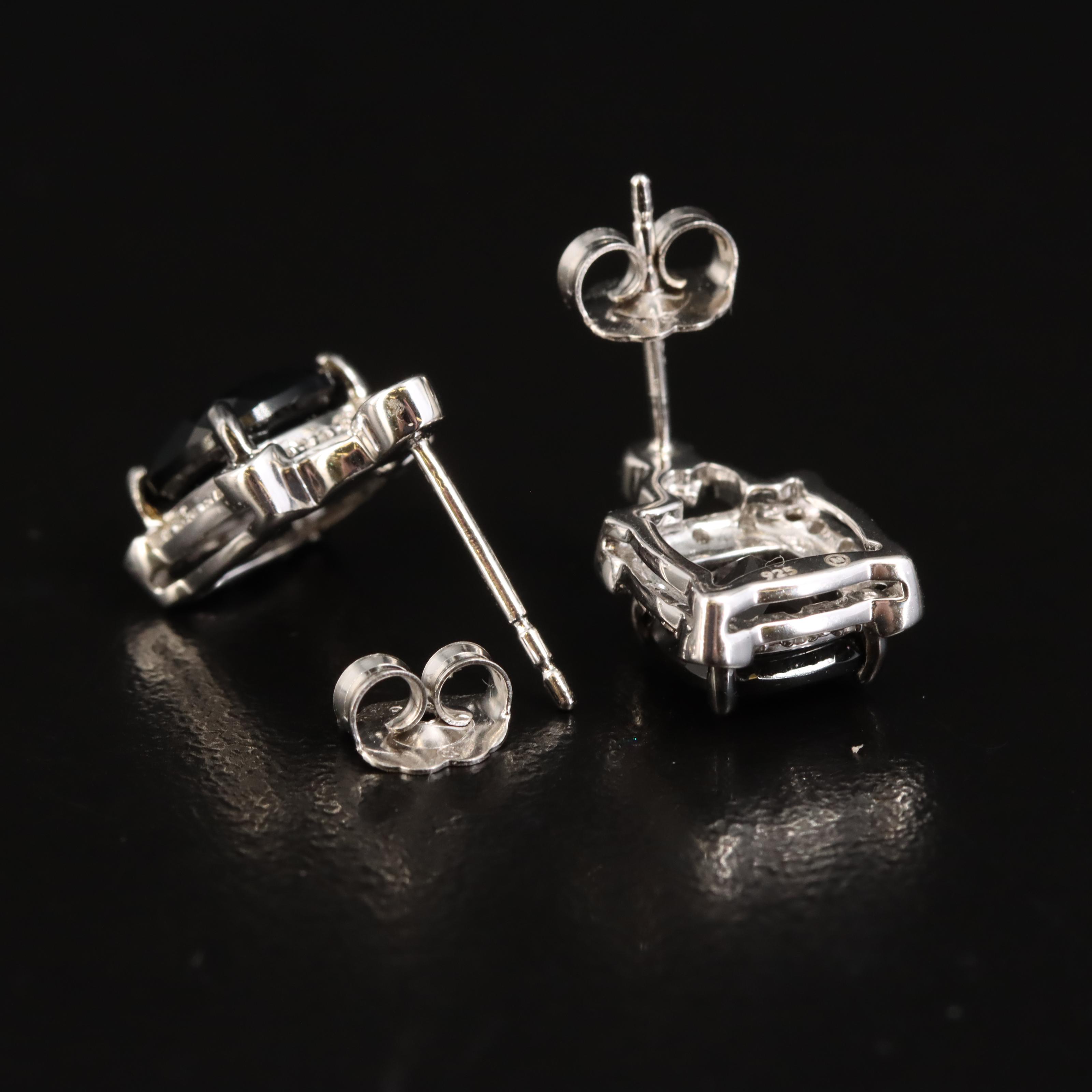 Sterling Black Onyx and Diamond Earrings