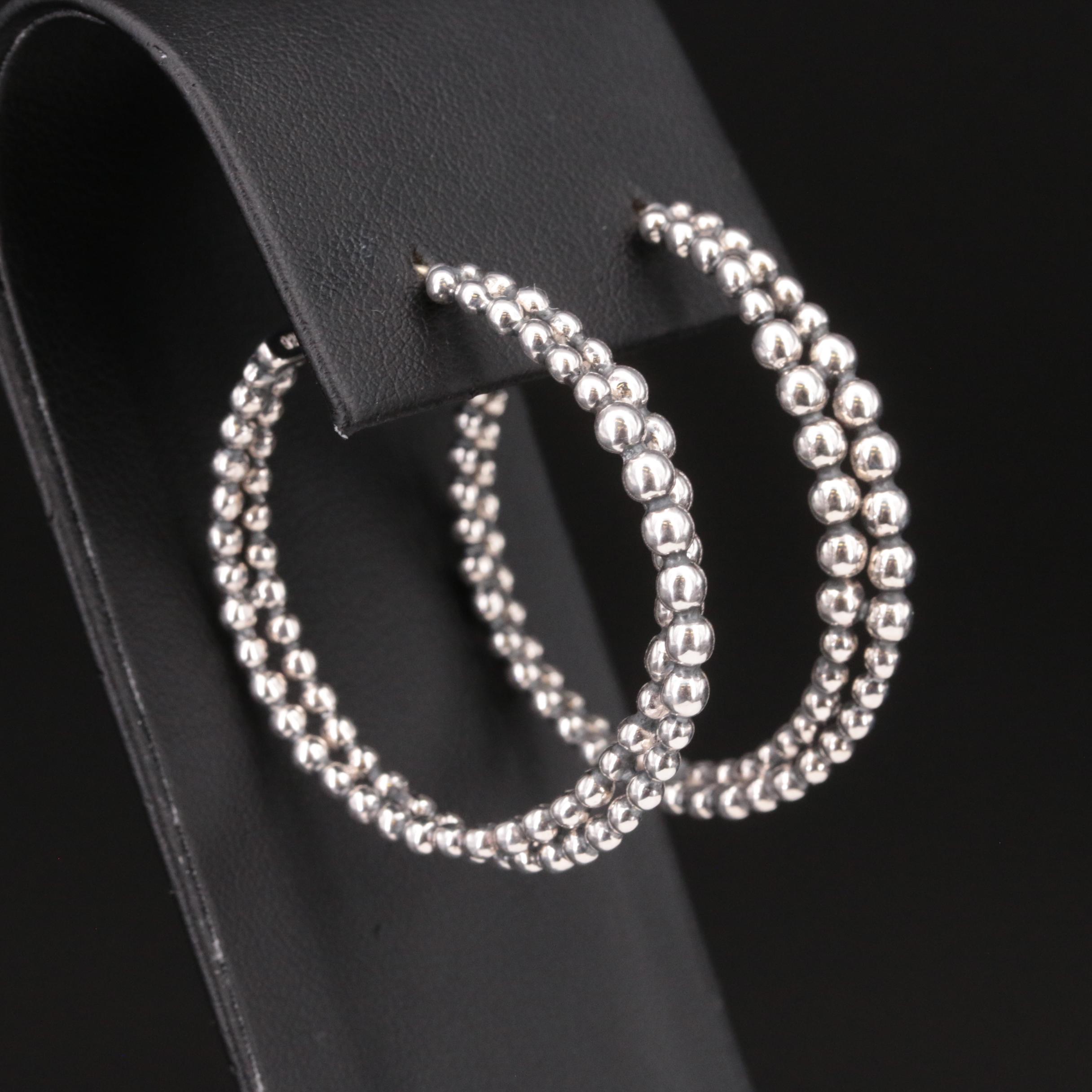 Sterling Bead Hoop Earrings