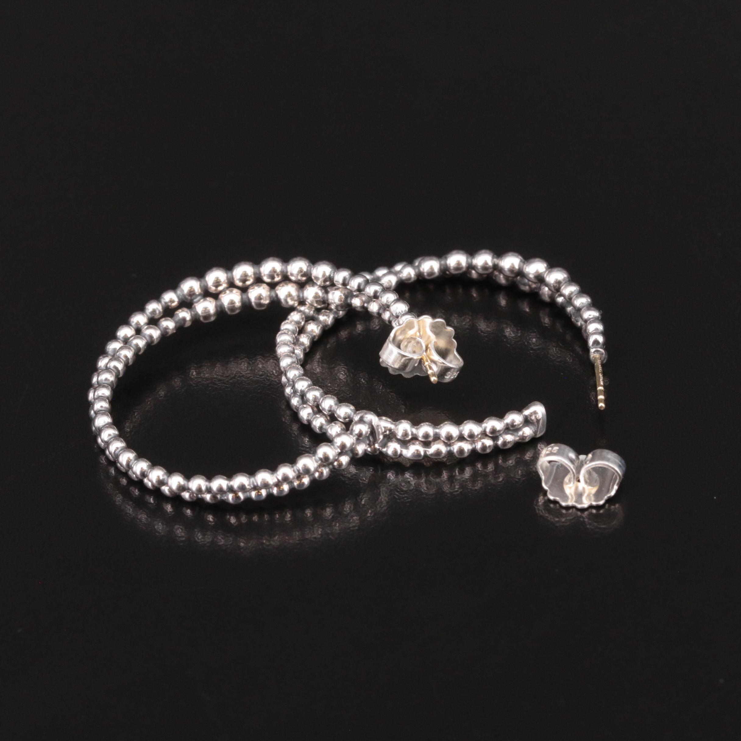 Sterling Bead Hoop Earrings