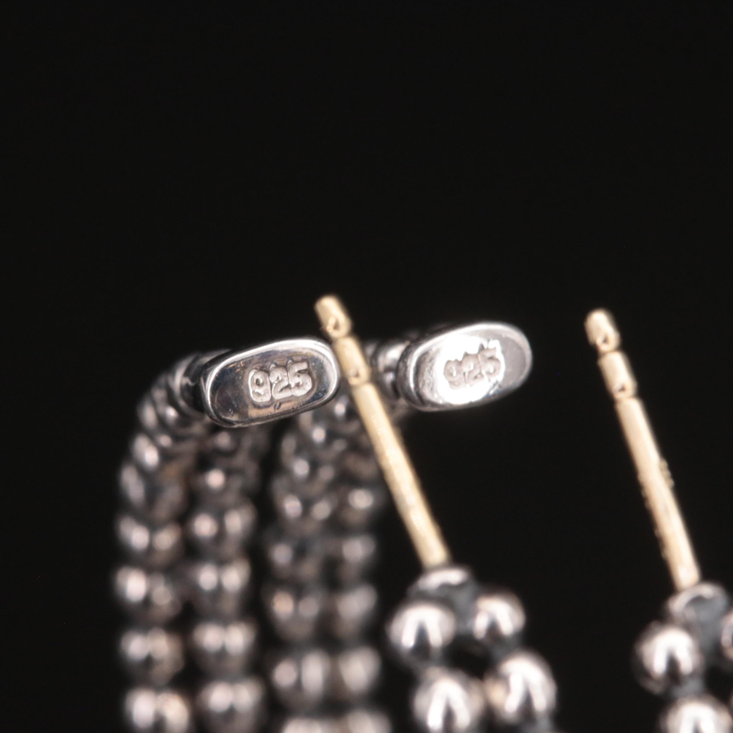 Sterling Bead Hoop Earrings