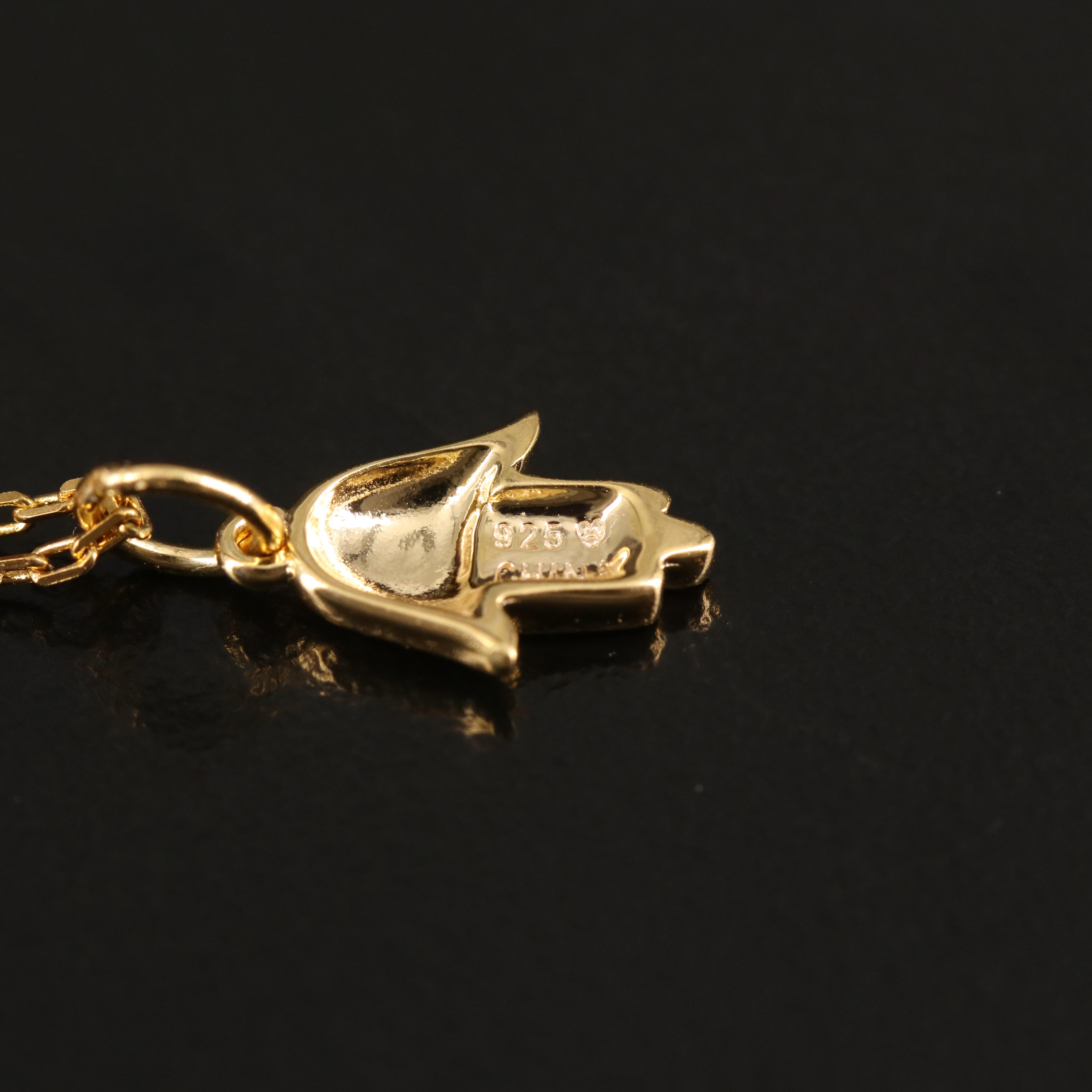 Sterling Cable Chain Necklace with Hamsa, "LOVE" and Diamond Accented Evil Eye