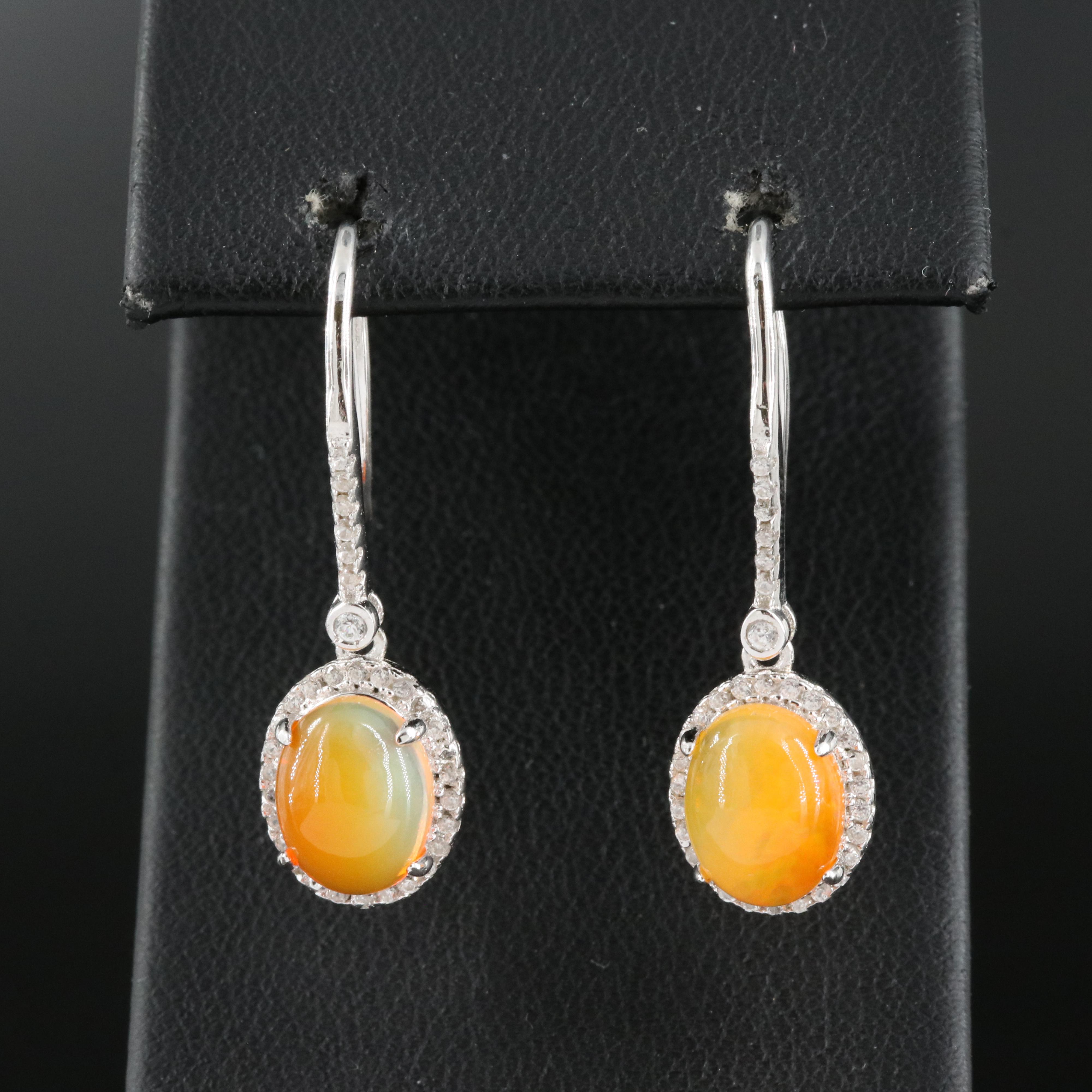 Sterling Opal and Zircon Earrings
