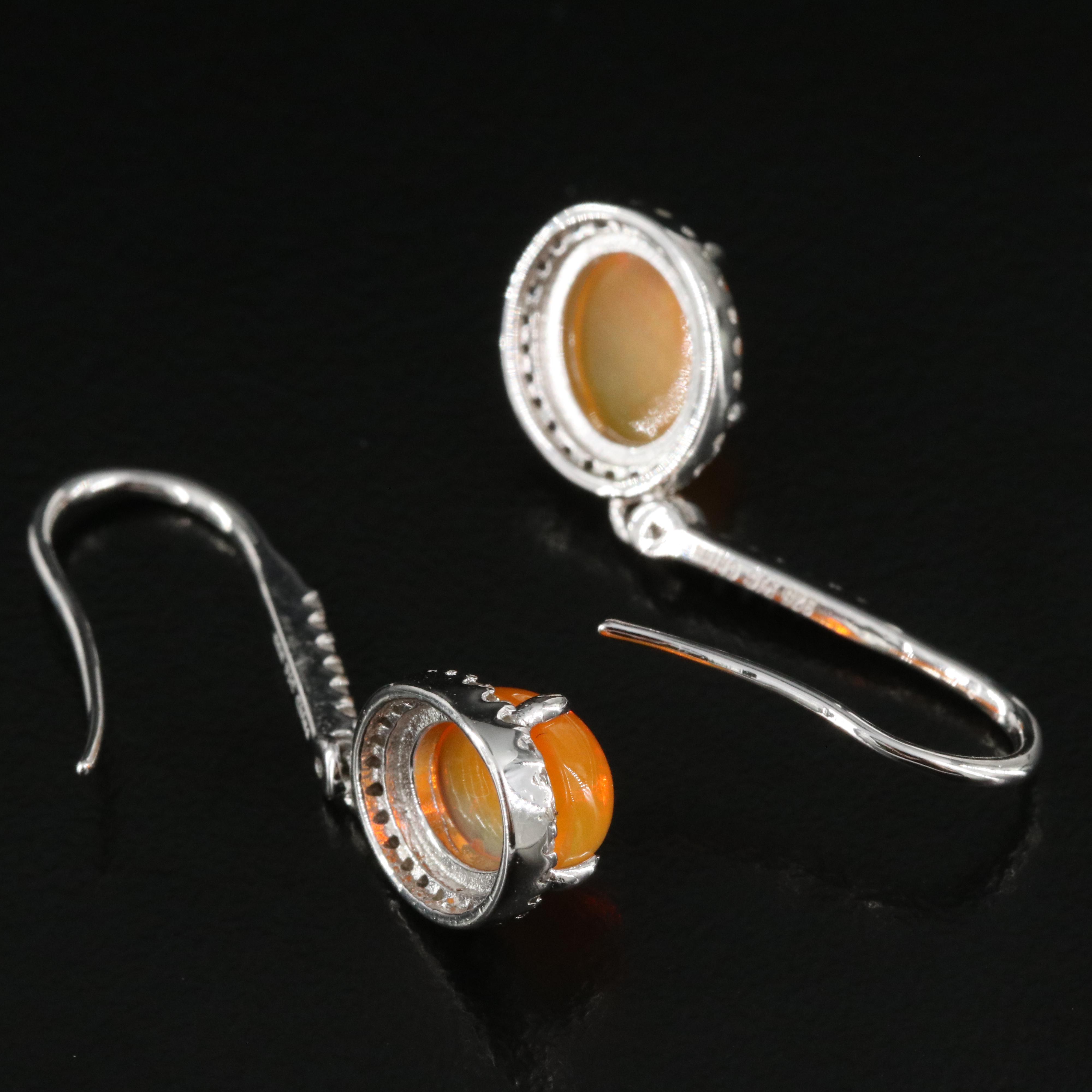 Sterling Opal and Zircon Earrings